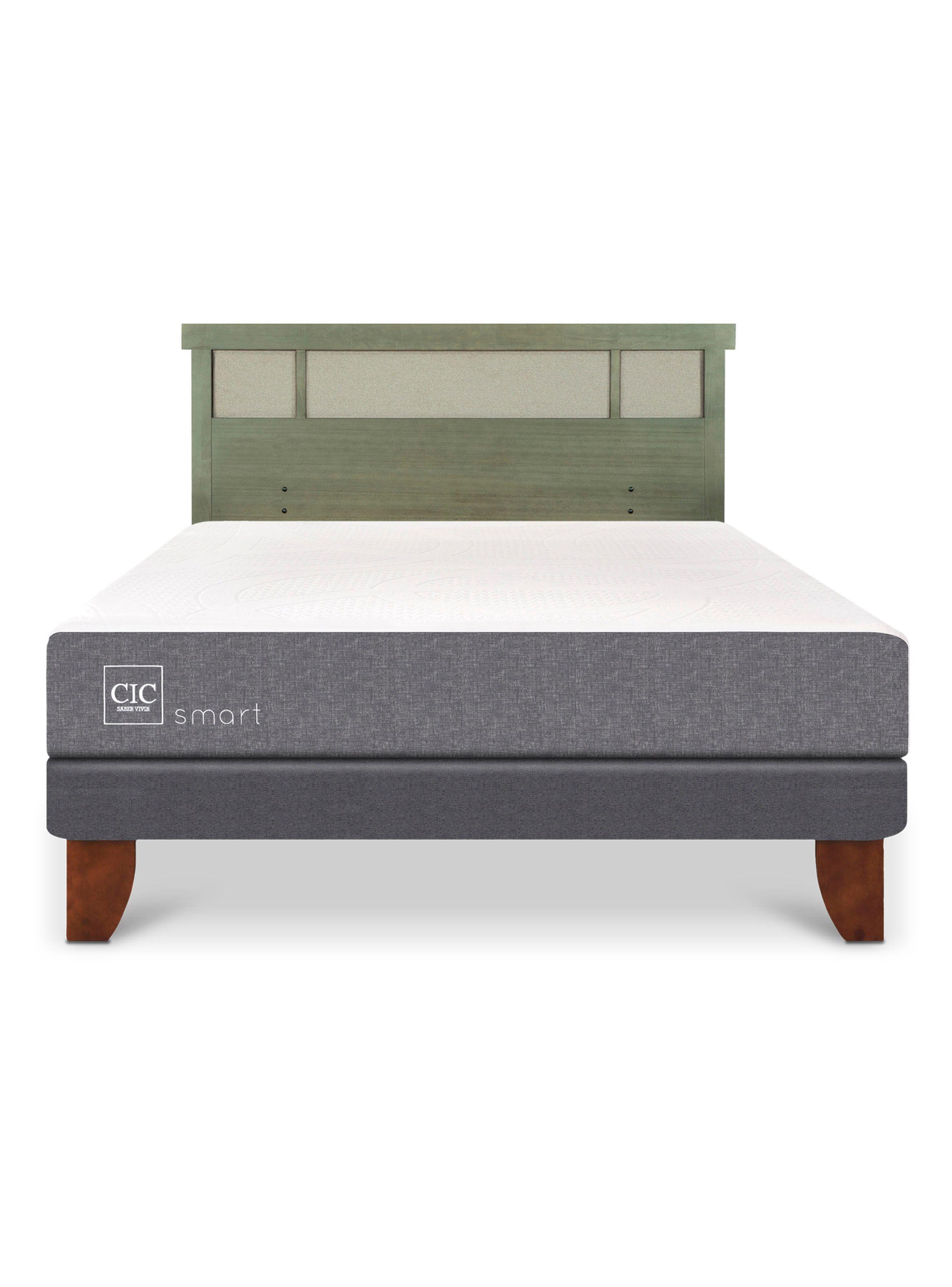 Cama Europea Smart 2 Plazas + Respaldo Dublín Olivo-2