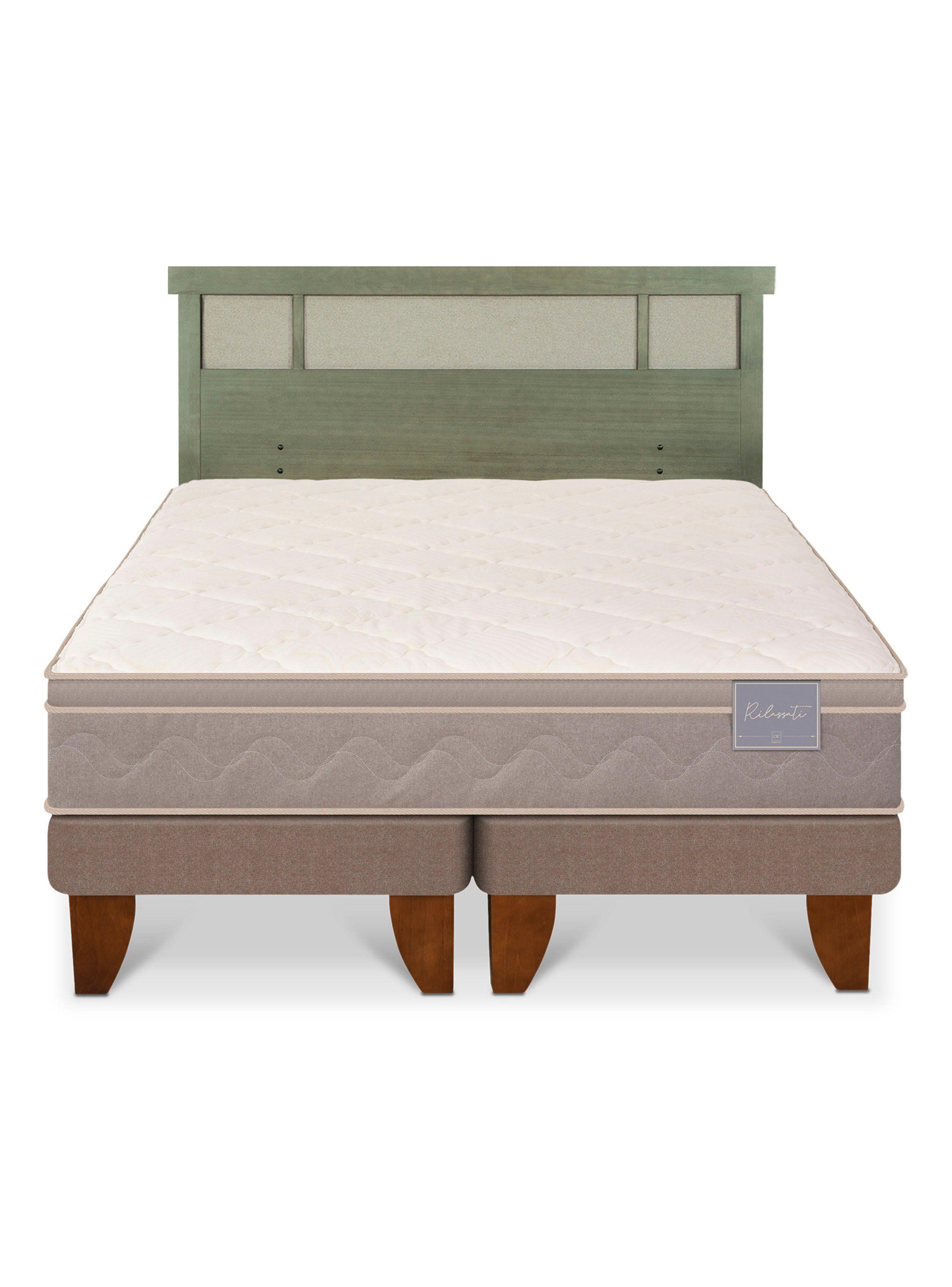 Cama Europea Rilassati 2 Plazas Base Dividida + Respaldo Dublín Olivo-2