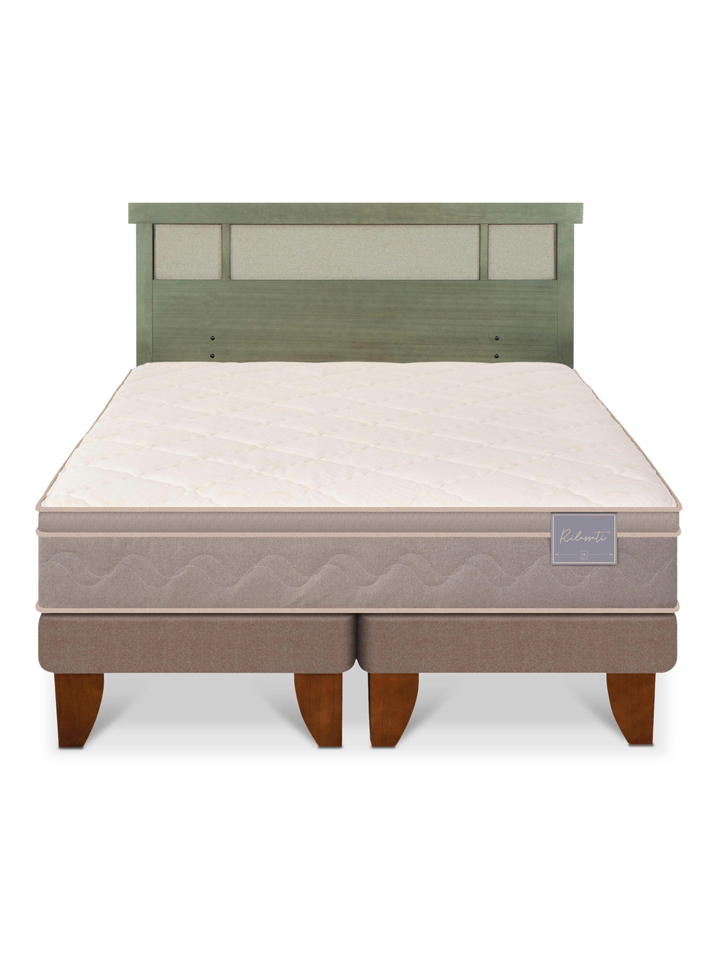 Cama Europea Rilassati King + Respaldo Dublín Olivo-2