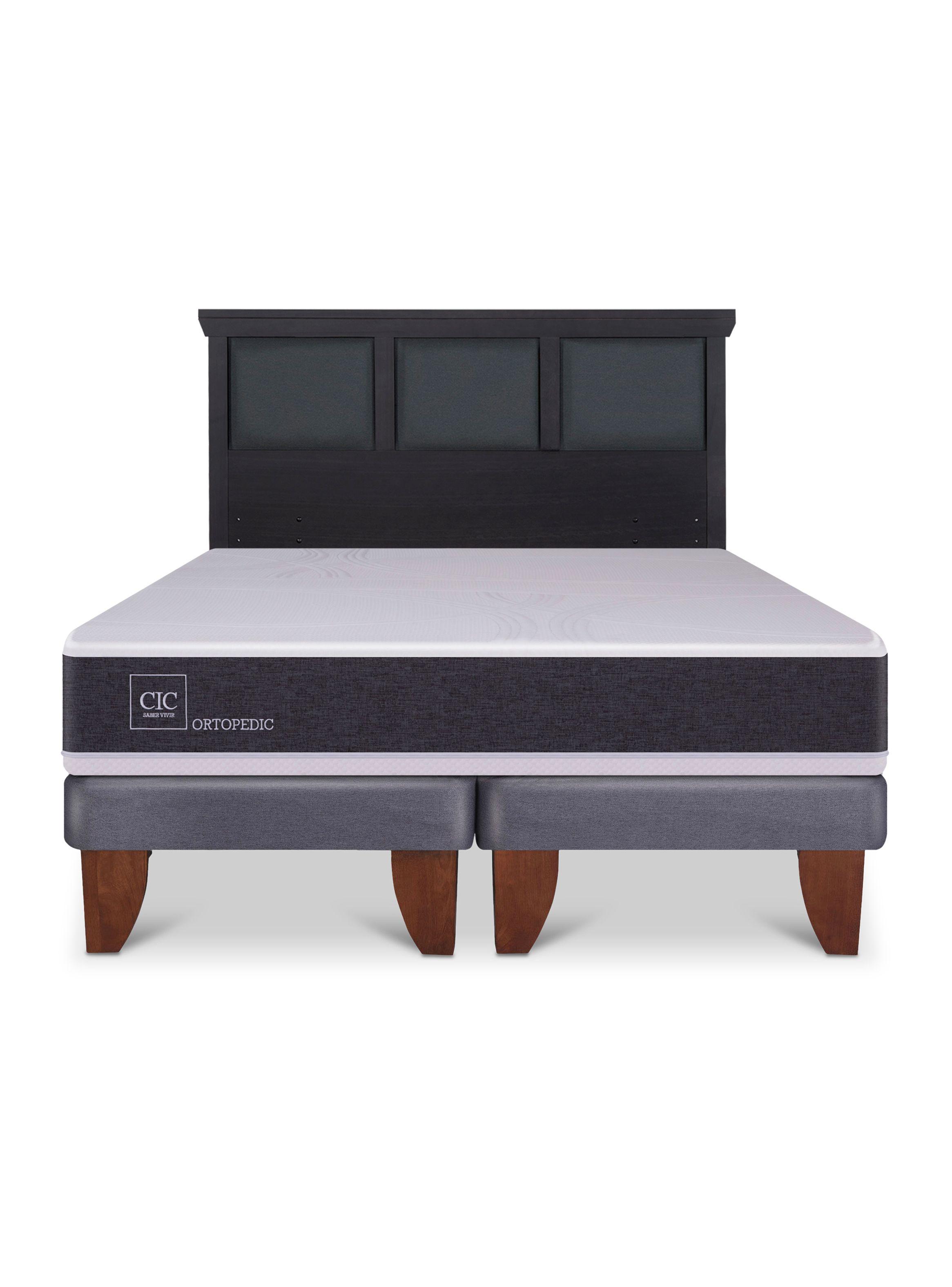 Cama Europea Ortopedic King + Respaldo Torino Negro-2