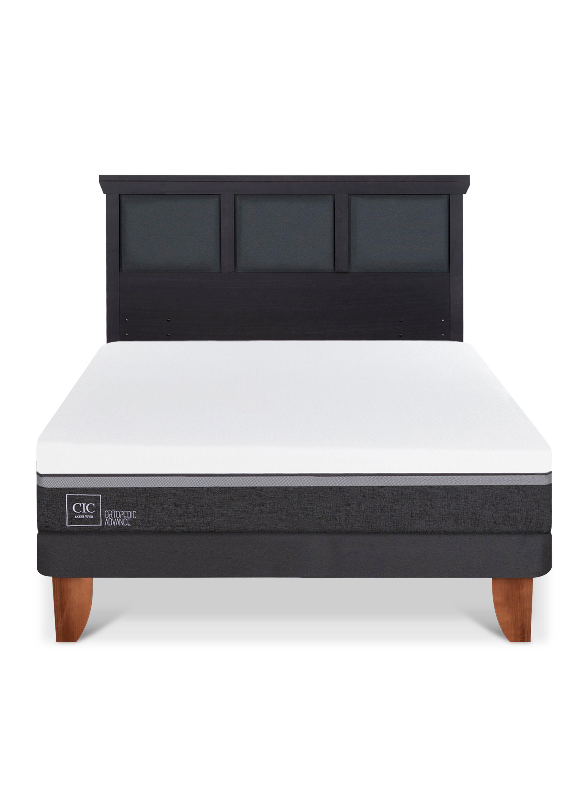 Cama Europea Ortopedic Advance 2 Plazas + Respaldo Torino Negro-2