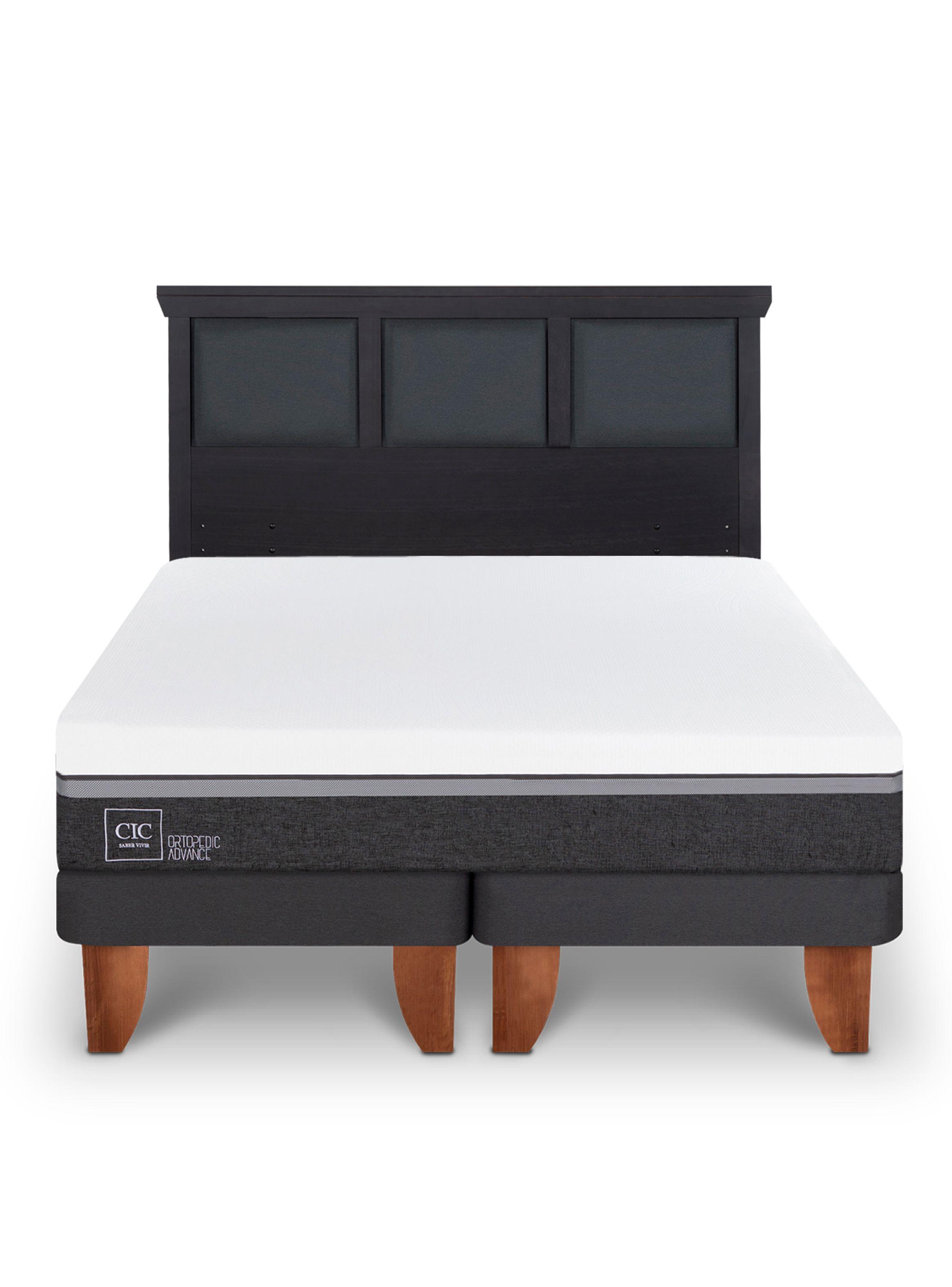 Cama Europea Ortopedic Advance 2 Plazas Base Dividida + Respaldo Torino Negro-2