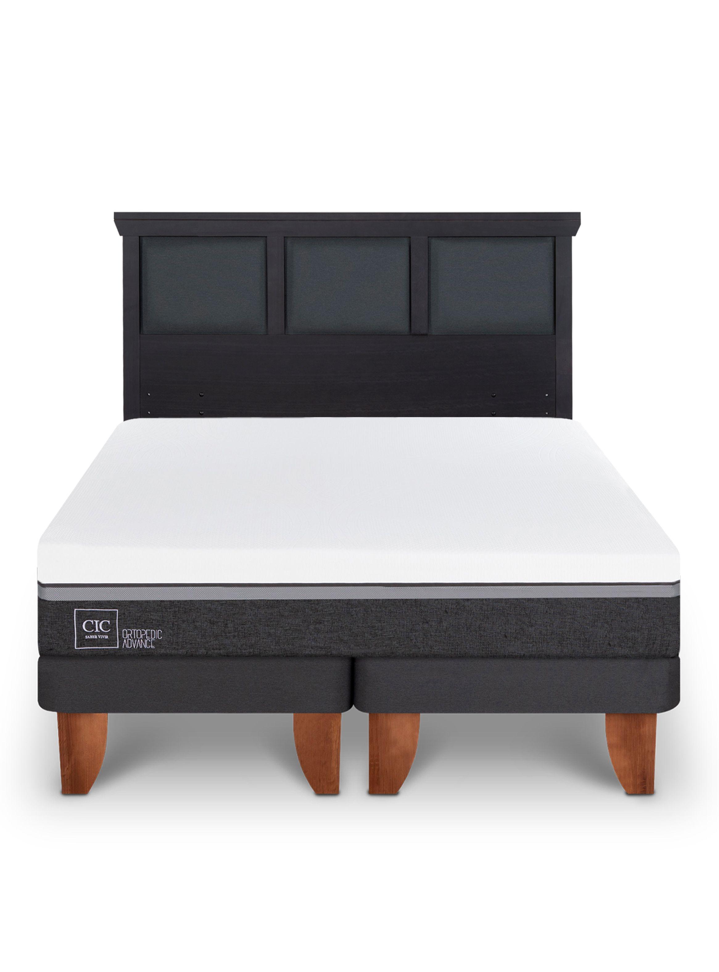 Cama Europea Ortopedic Advance King + Respaldo Torino Negro-2