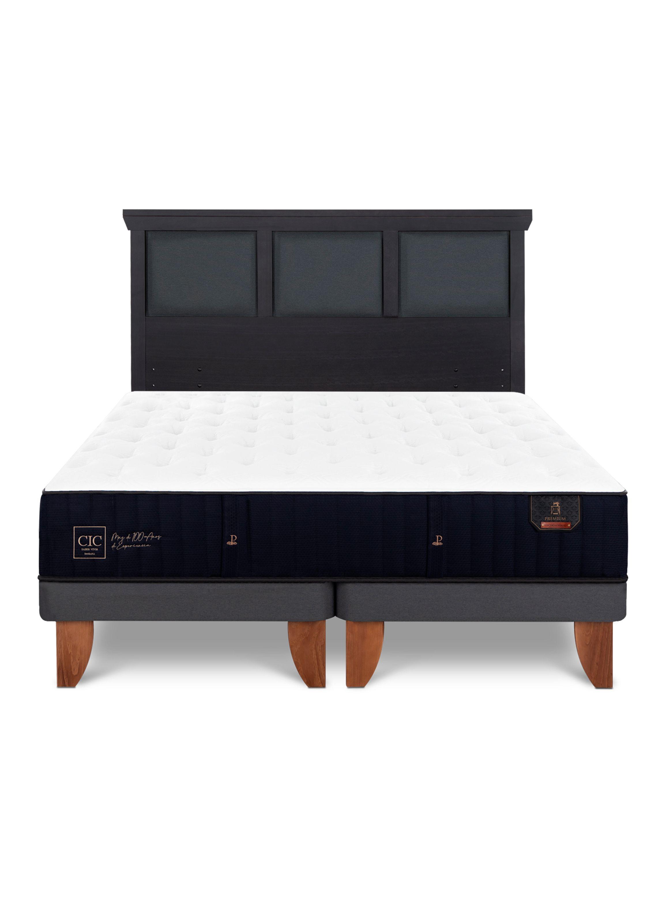 Cama Europea Premium King + Respaldo Torino Negro-2