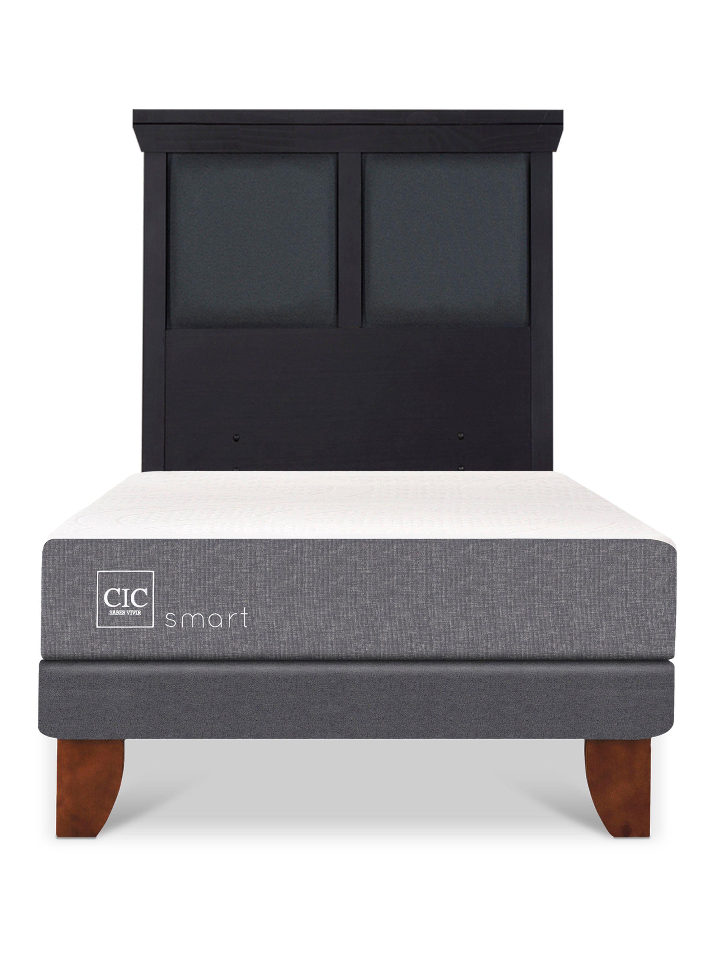 Cama Europea Smart 1 Plaza + Respaldo Torino Negro-2