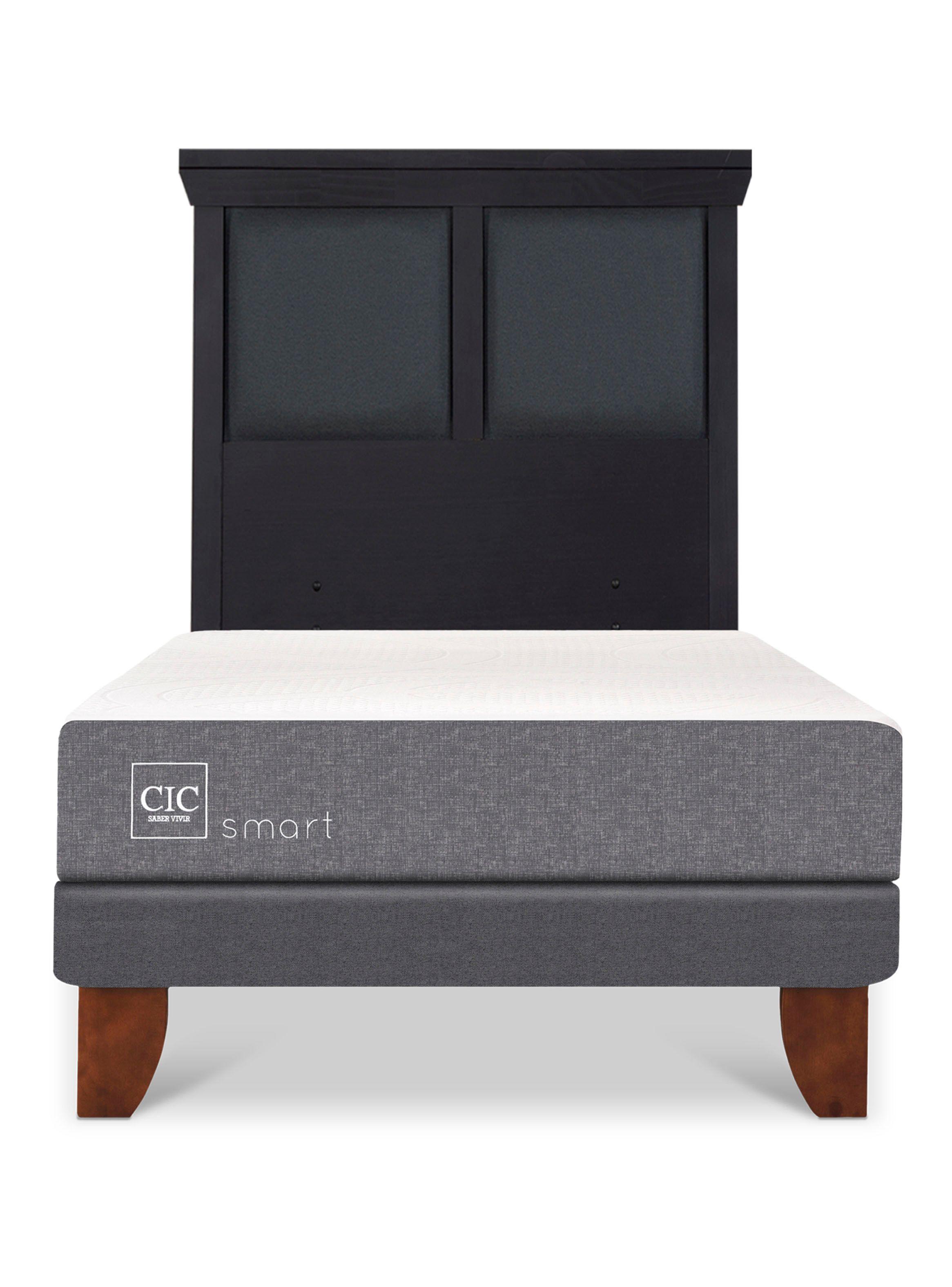 Cama Europea Smart 1.5 Plazas + Respaldo Torino Negro-2