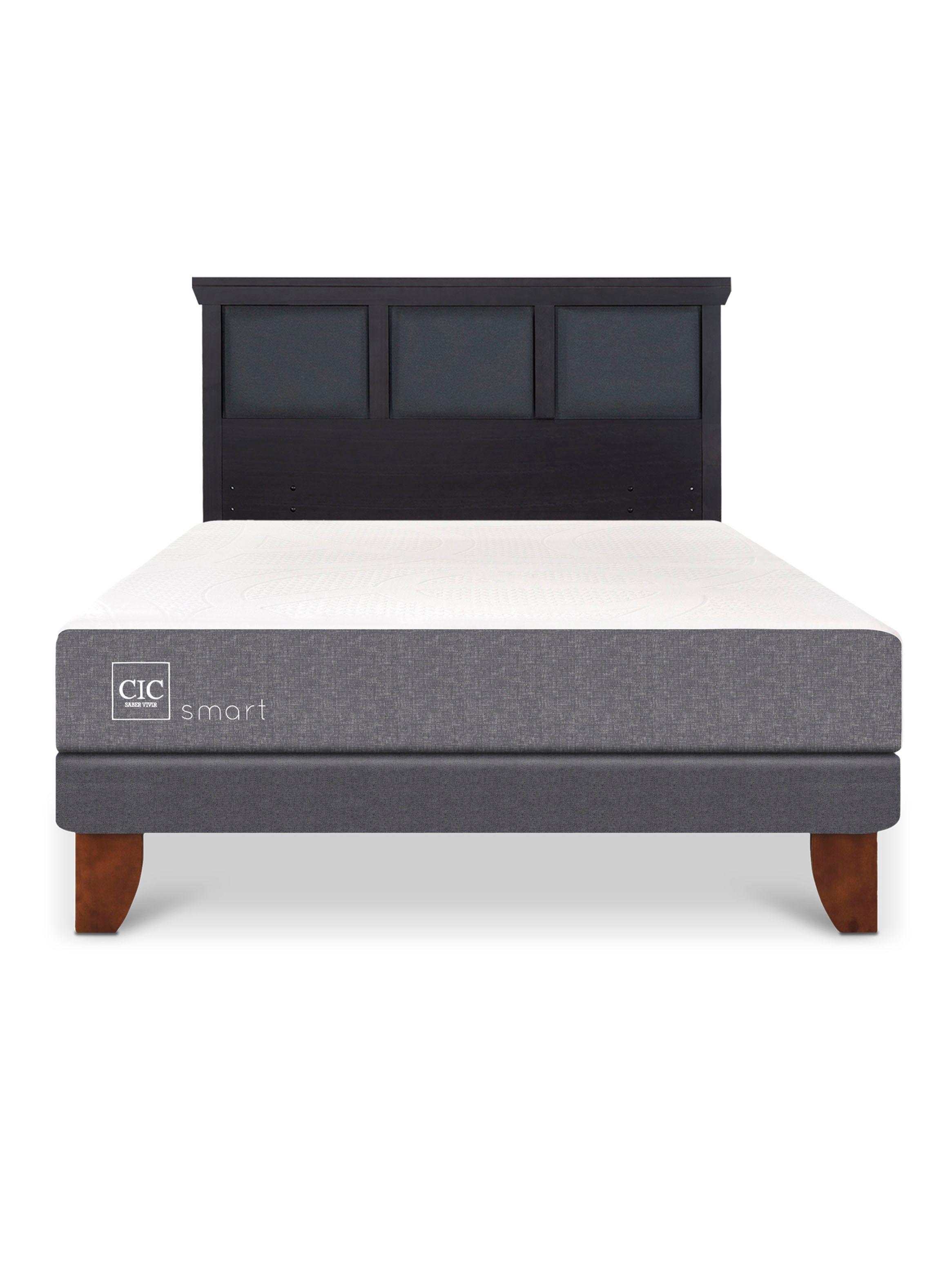 Cama Europea Smart 2 Plazas + Respaldo Torino Negro-2