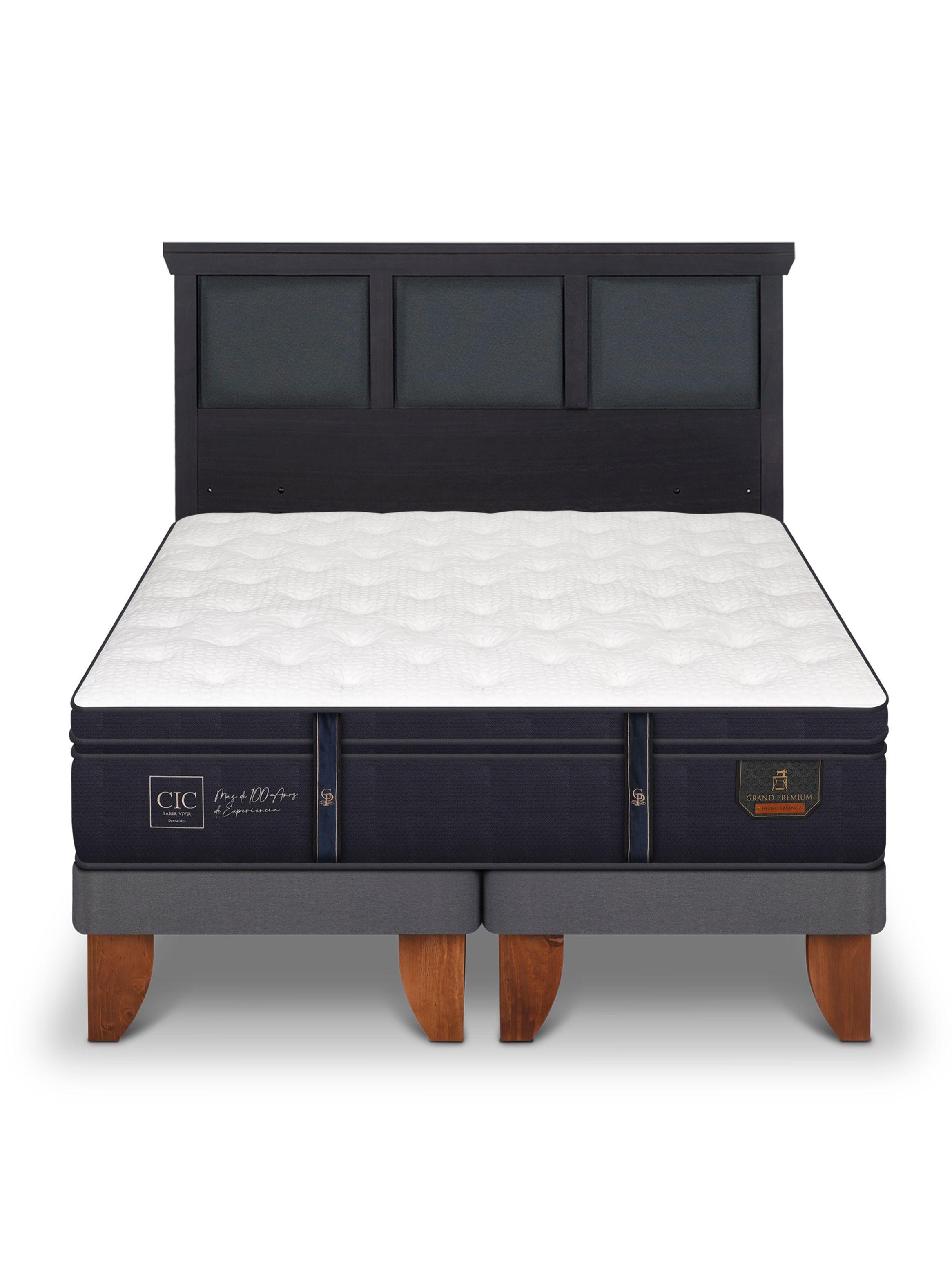 Cama Europea Grand Premium King + Respaldo Torino Negro-2
