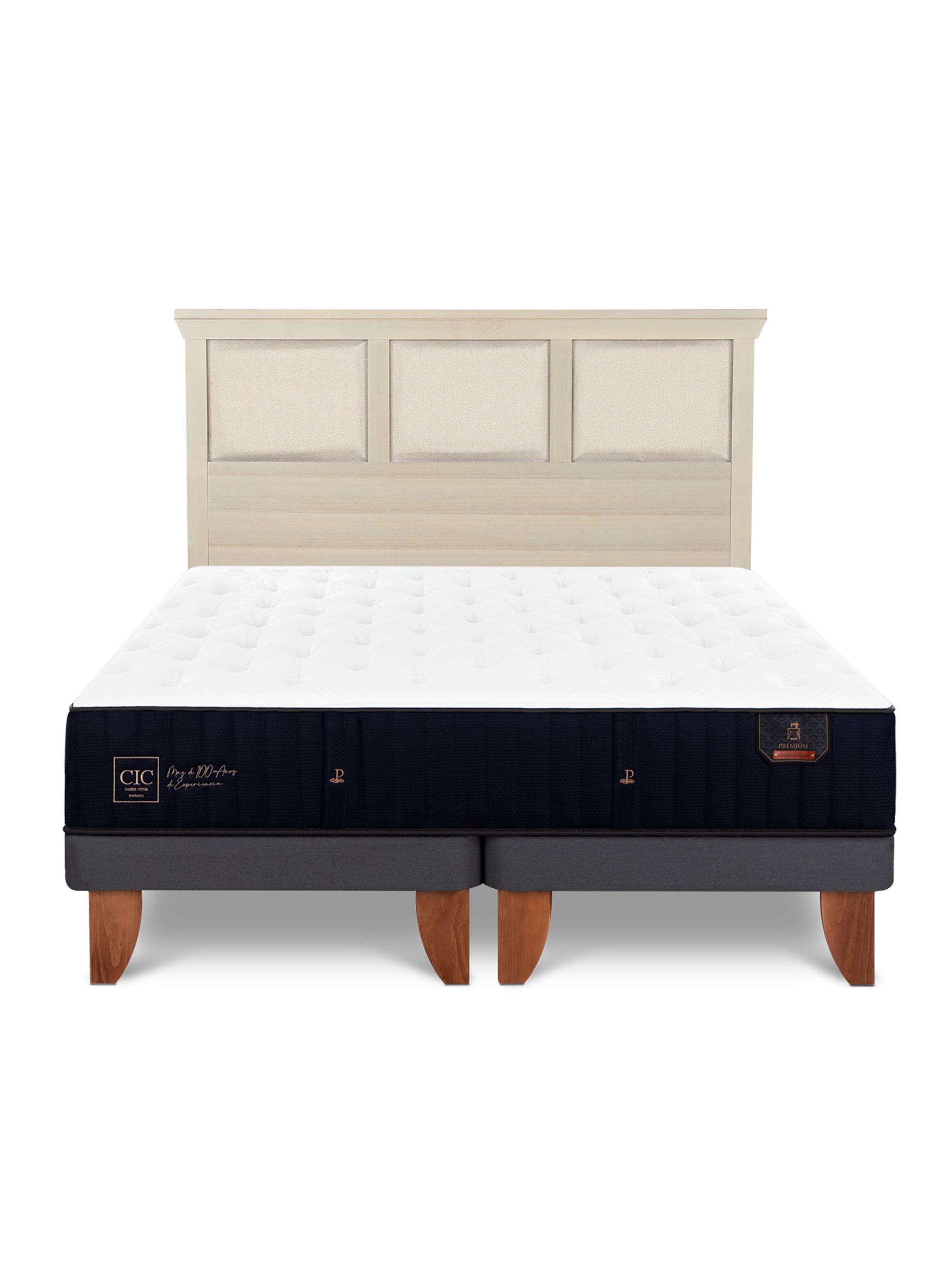 Cama Europea Premium 2 Plazas Base Dividida + Respaldo Torino Alpino-2