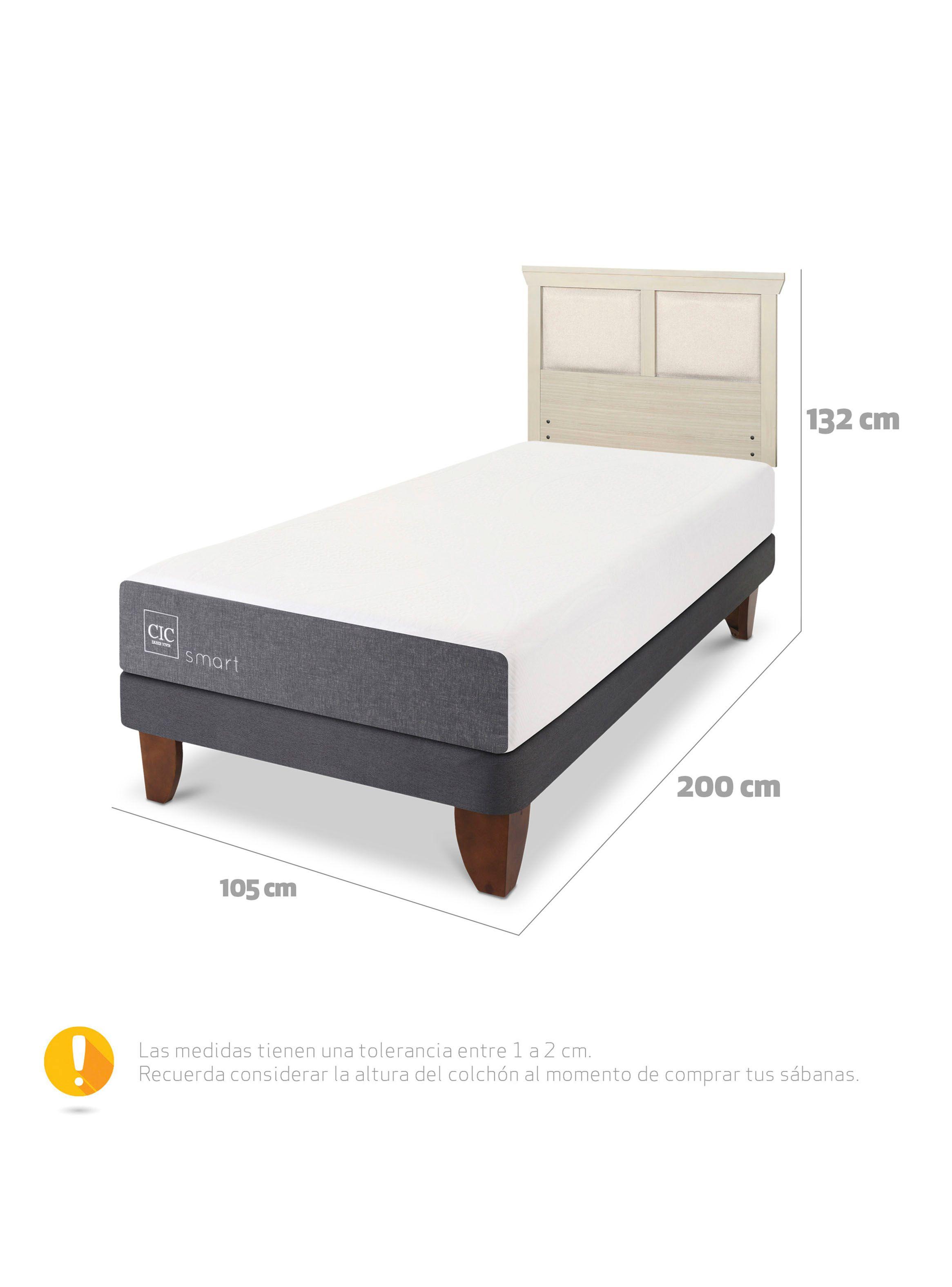 Cama Europea Smart 1.5 Plazas + Respaldo Torino Alpino-1
