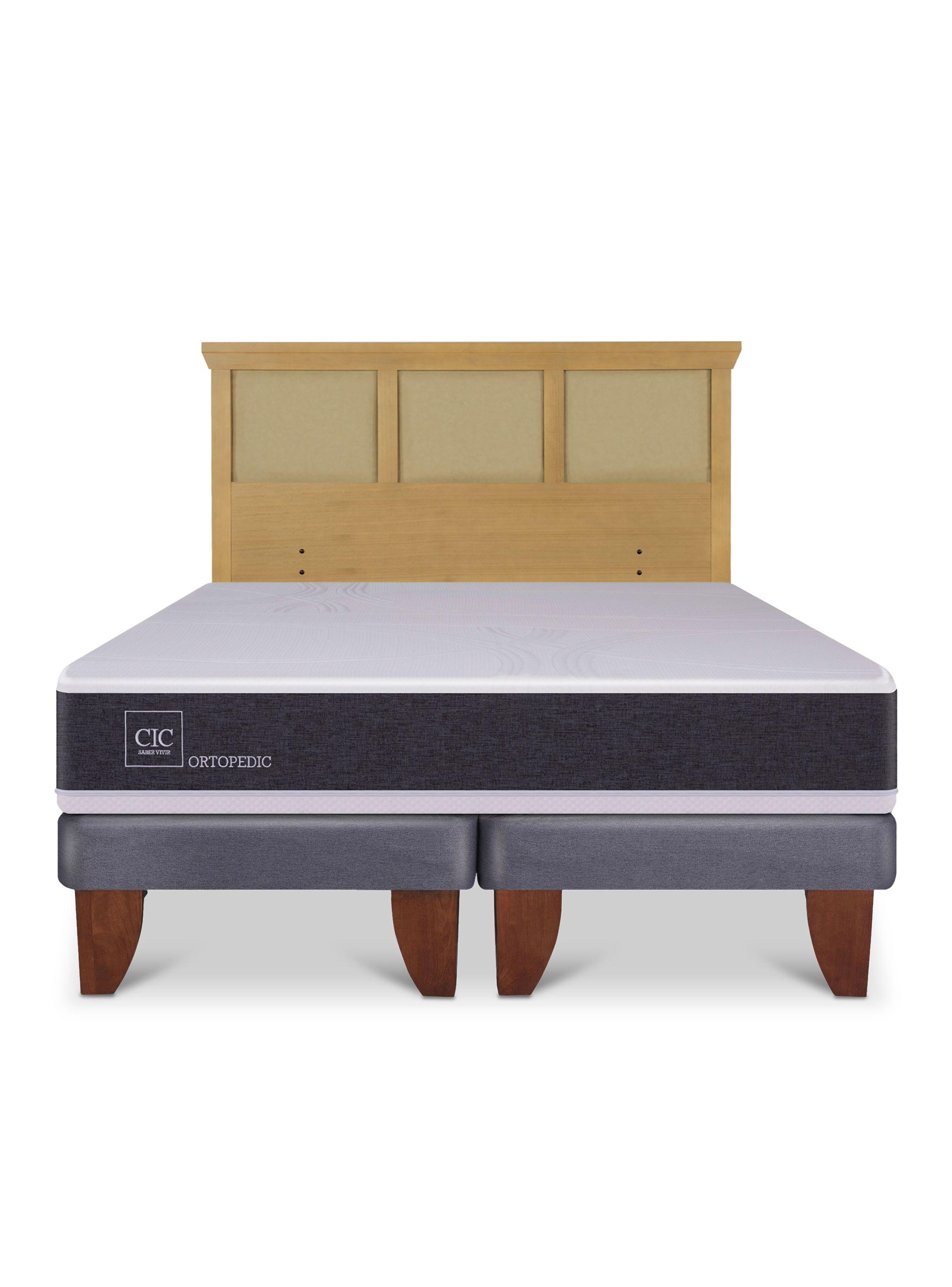 Cama Europea Ortopedic King + Respaldo Torino Mostaza-2