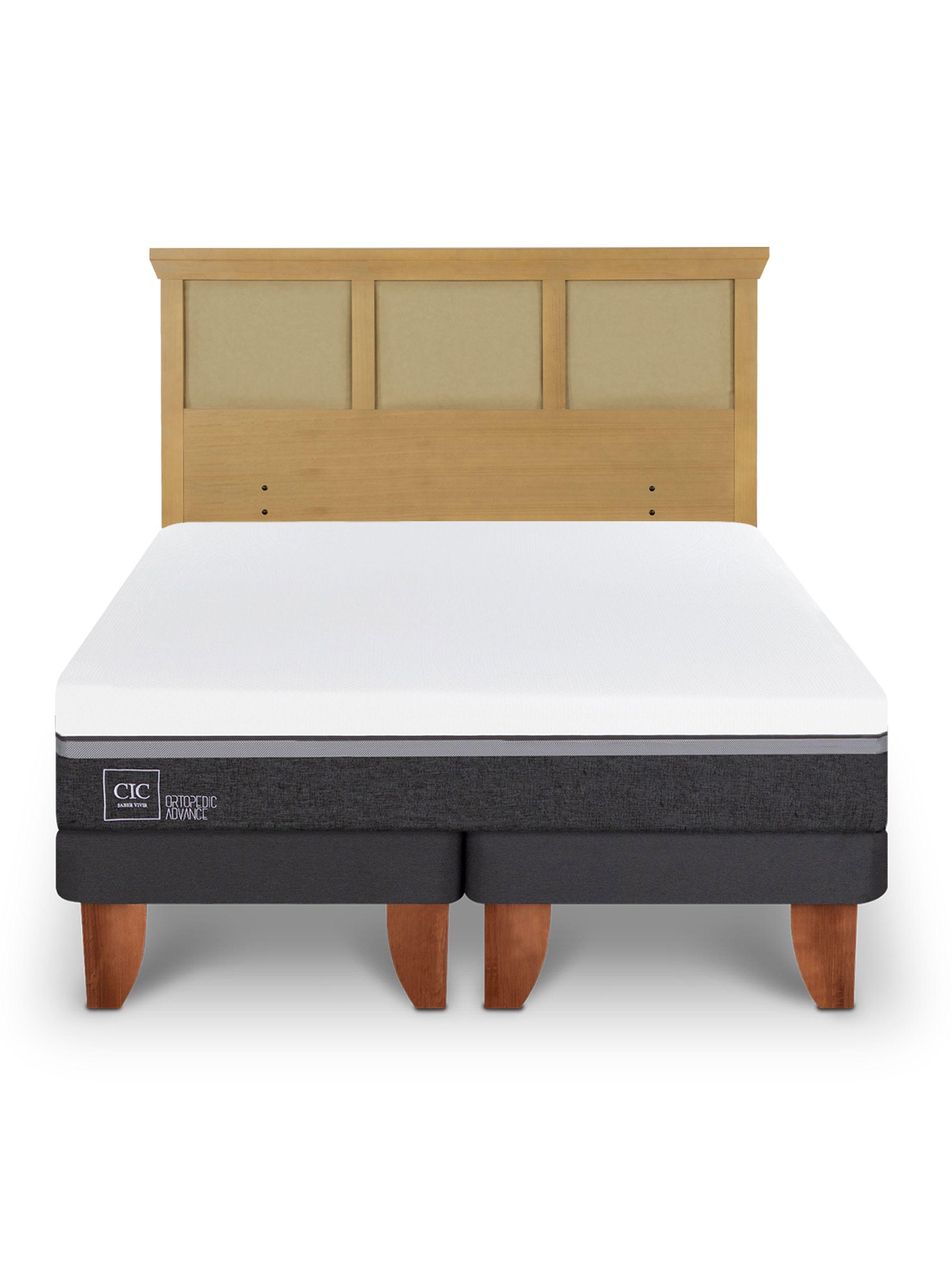 Cama Europea Ortopedic Advance 2 Plazas Base Dividida + Respaldo Torino Mostaza-2