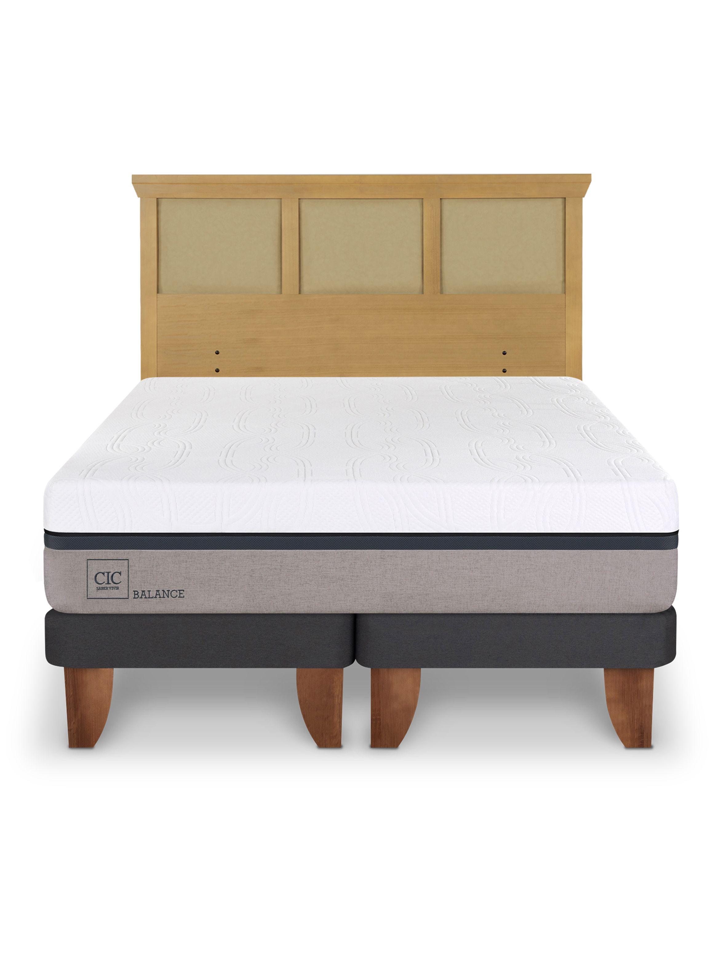 Cama Europea Balance 2 Plazas Base Dividida + Respaldo Torino Mostaza-2