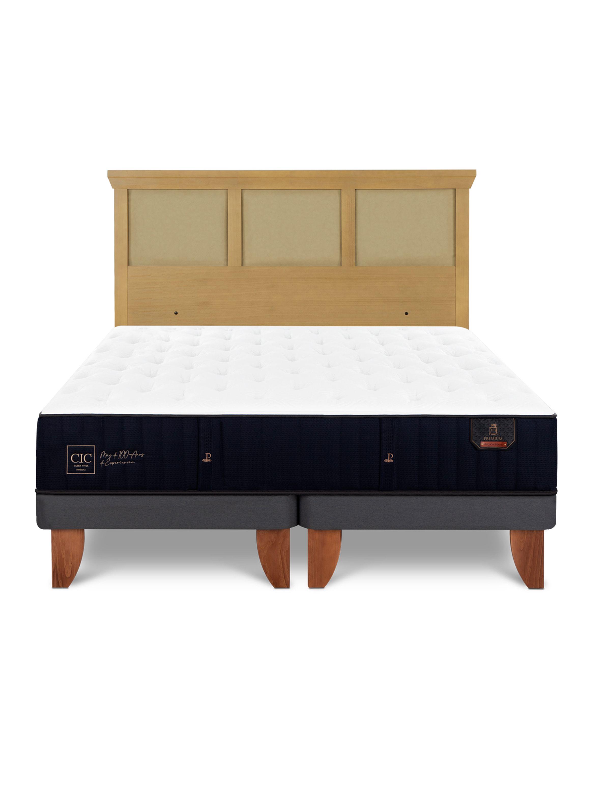 Cama Europea Premium King + Respaldo Torino Mostaza-2