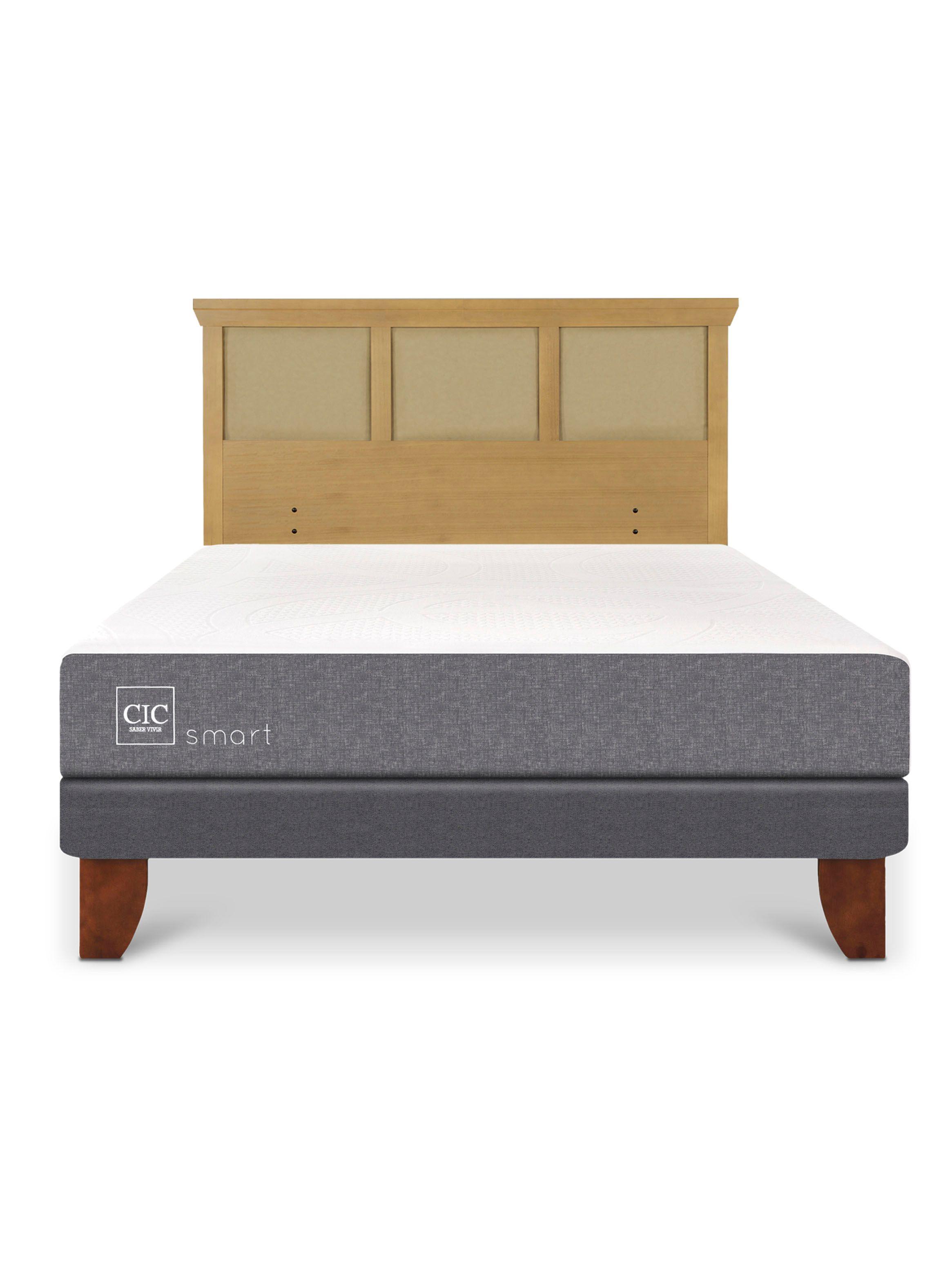 Cama Europea Smart 2 Plazas + Respaldo Torino Mostaza-2