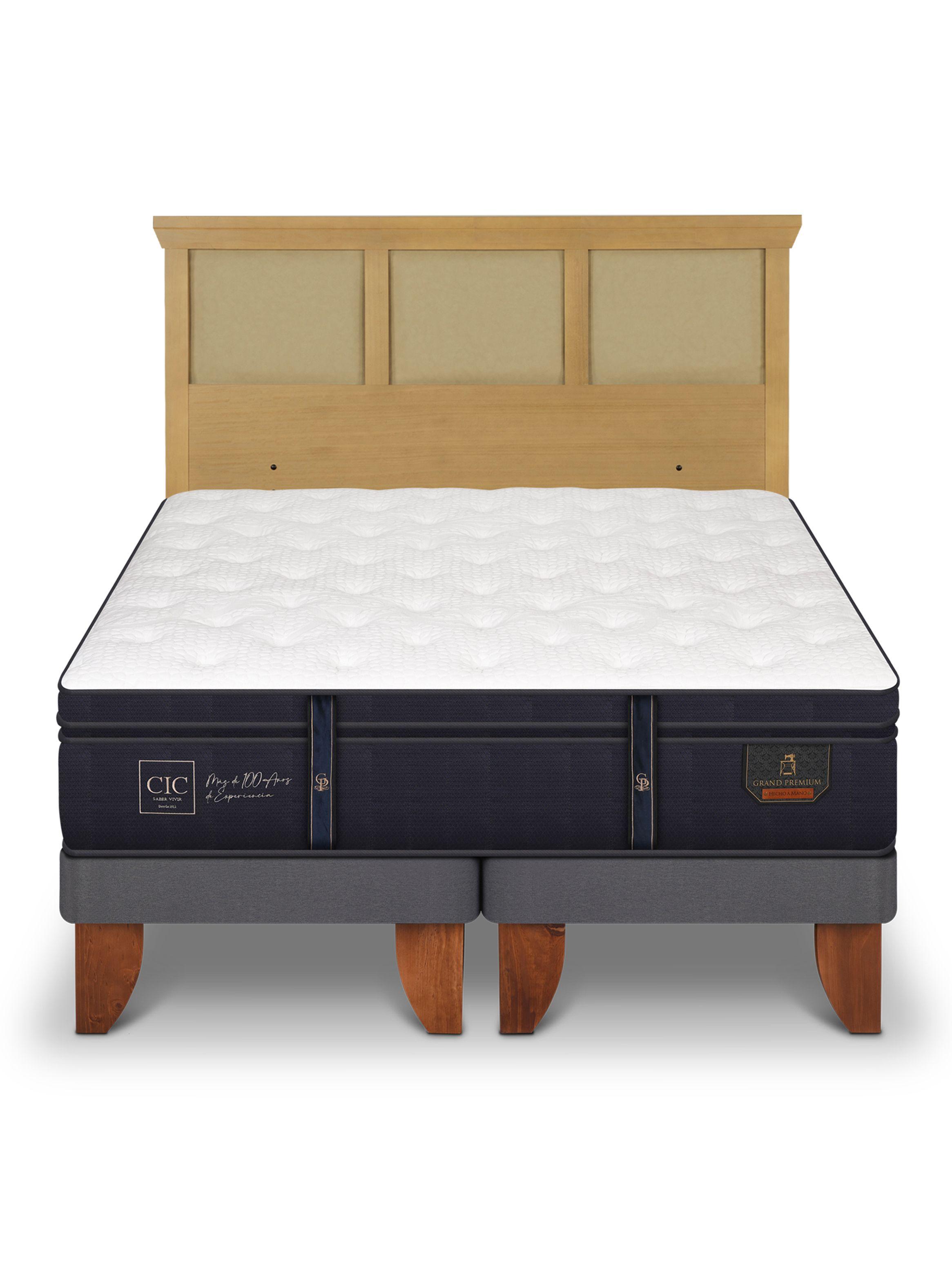 Cama Europea Grand Premium King + Respaldo Torino Mostaza-2