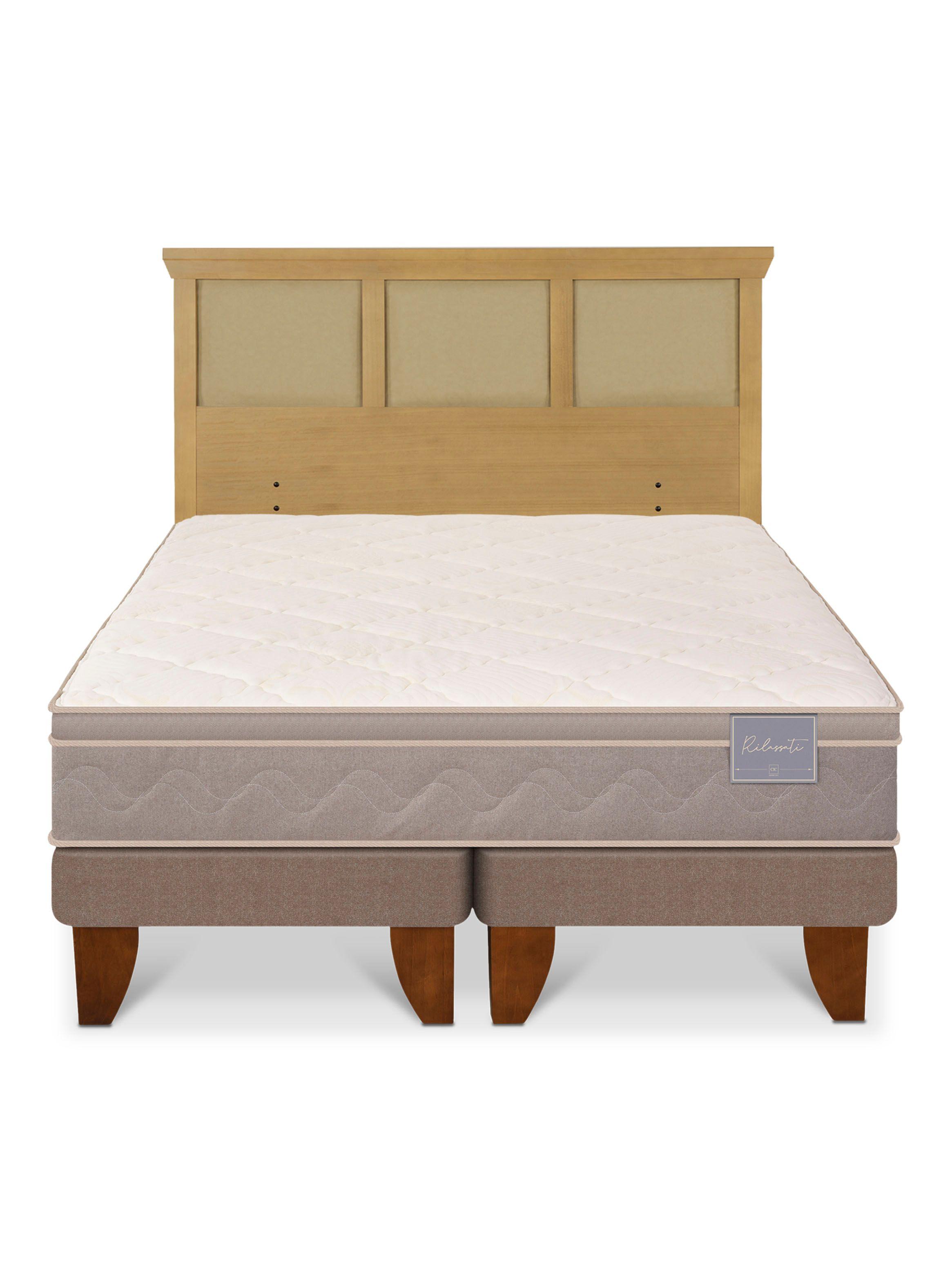 Cama Europea Rilassati 2 Plazas Base Dividida + Respaldo Torino Mostaza-2