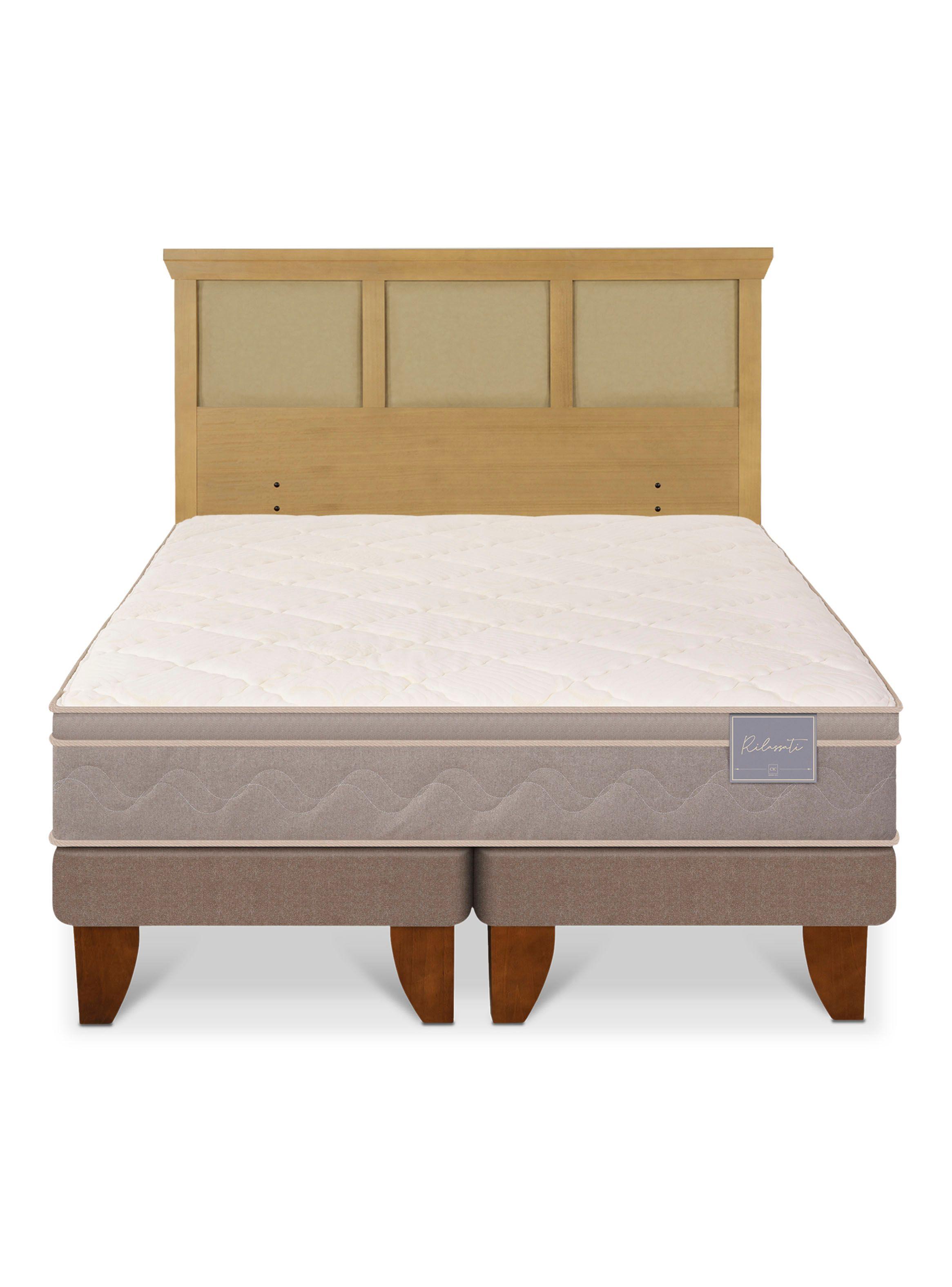 Cama Europea Rilassati King + Respaldo Torino Mostaza-2