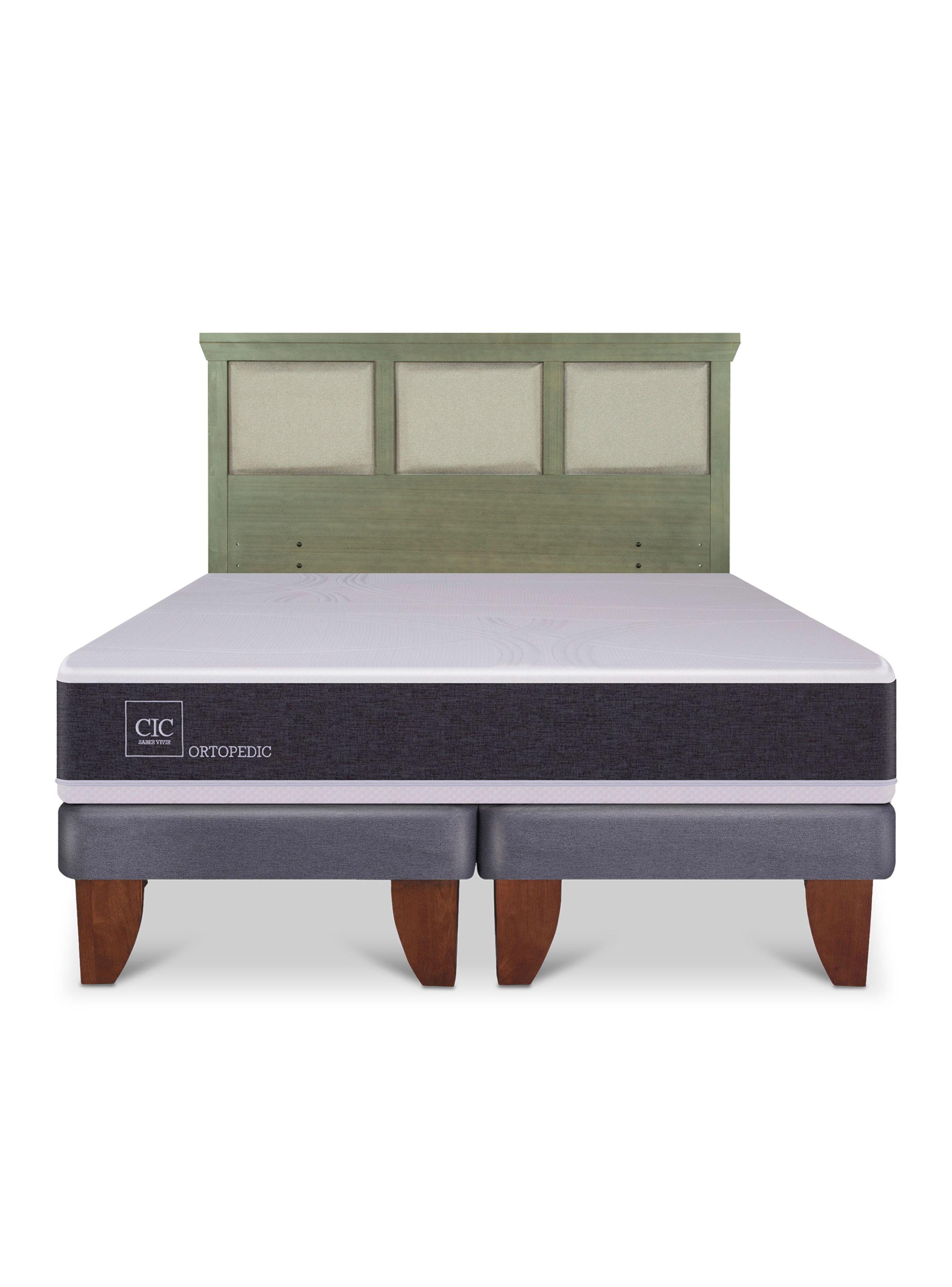 Cama Europea Ortopedic King + Respaldo Torino Olivo-2