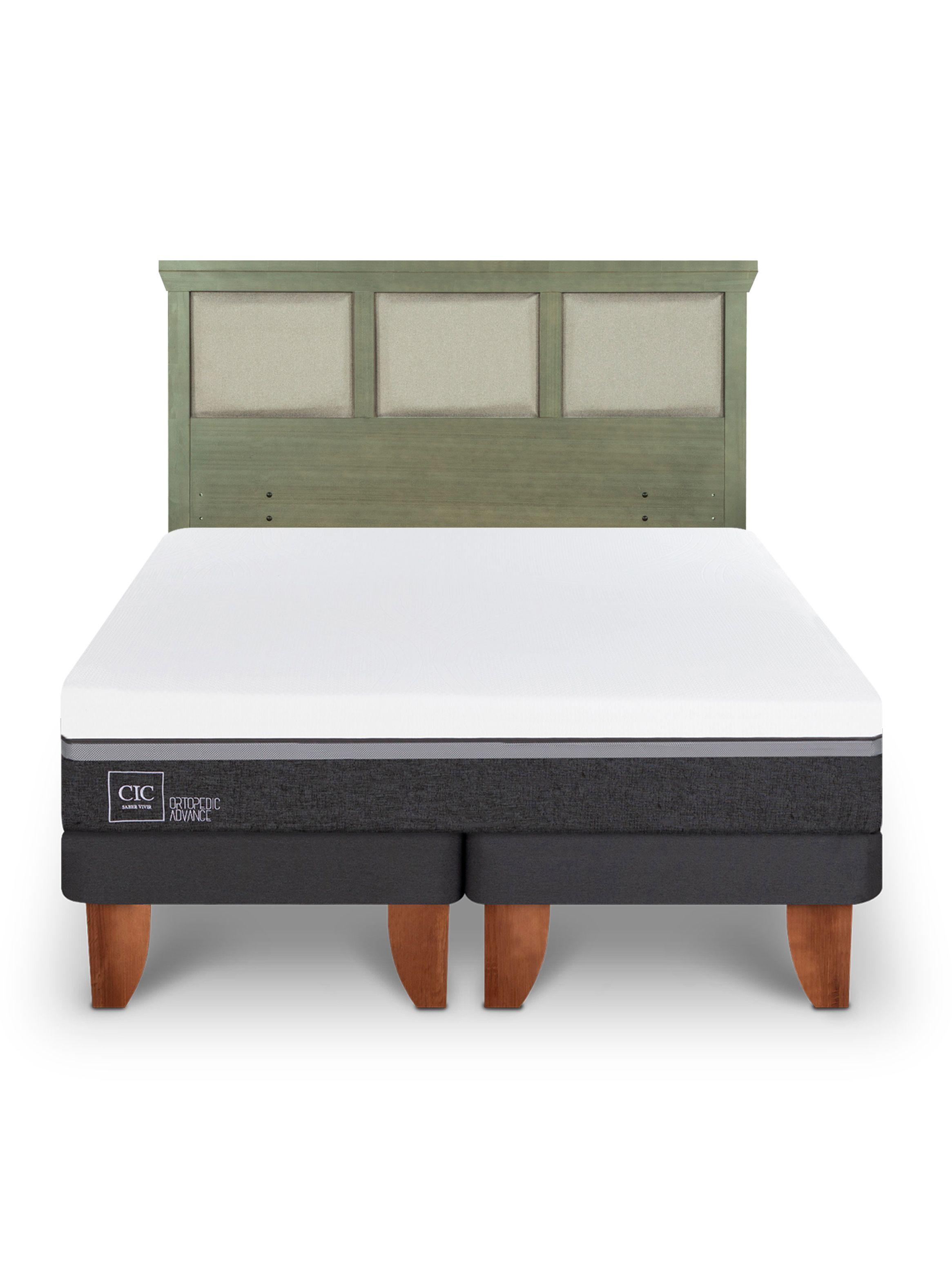 Cama Europea Ortopedic Advance 2 Plazas Base Dividida + Respaldo Torino Olivo-2