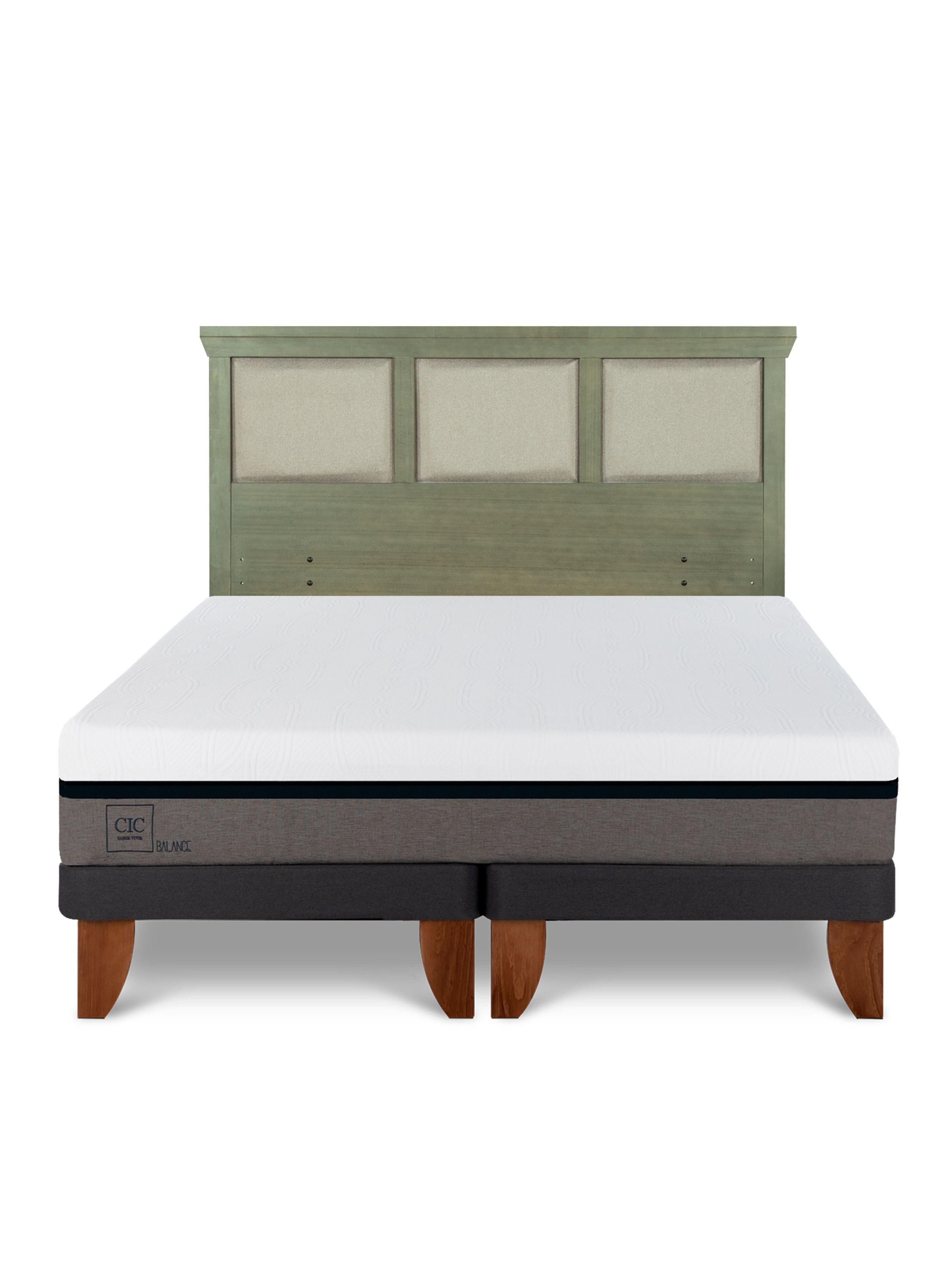 Cama Europea Balance King + Respaldo Torino Olivo-2