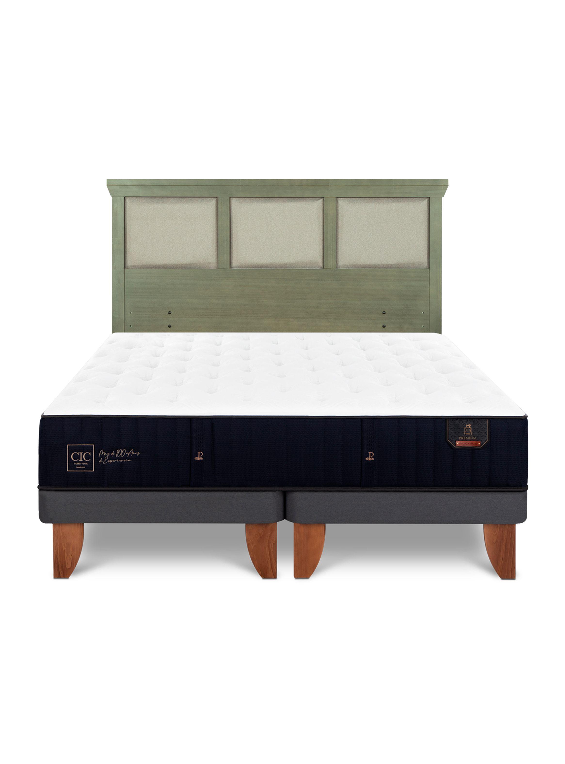 Cama Europea Premium King + Respaldo Torino Olivo-2