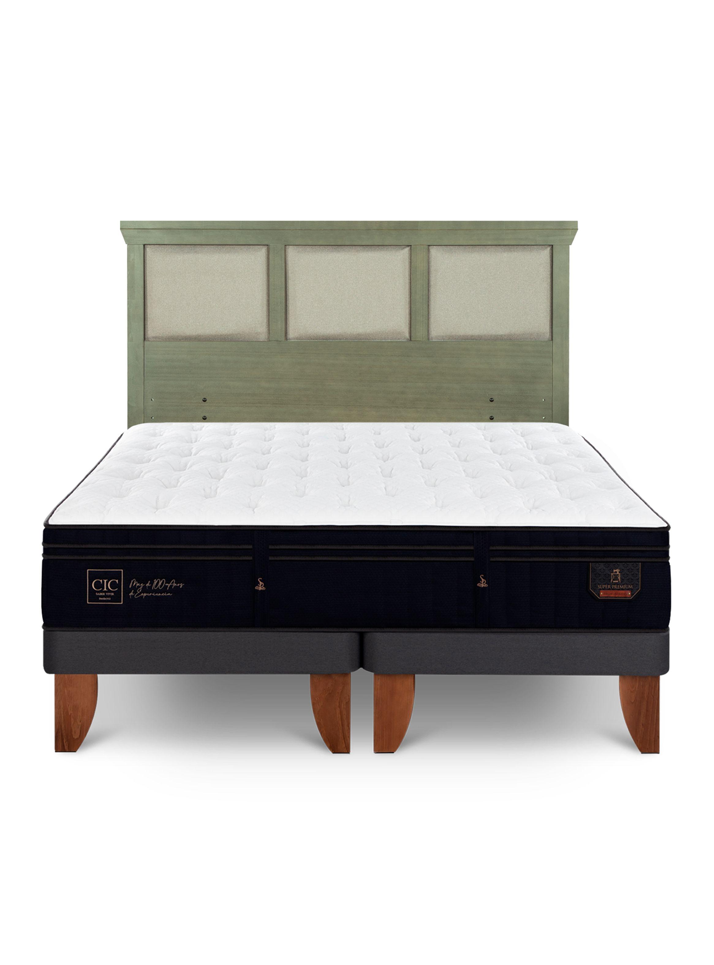 Cama Europea Super Premium King + Respaldo Torino Olivo-2