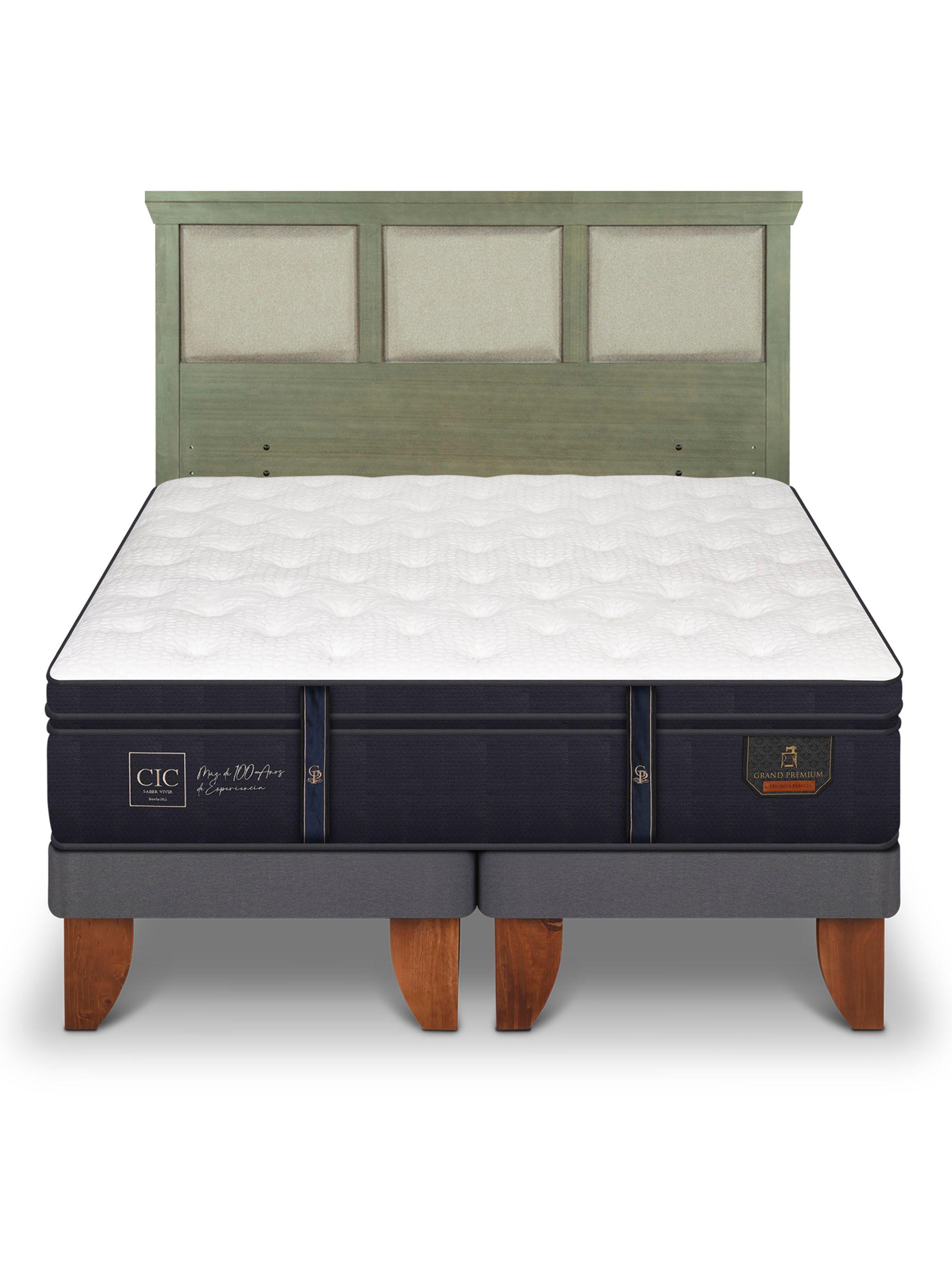 Cama Europea Grand Premium King + Respaldo Torino Olivo-2