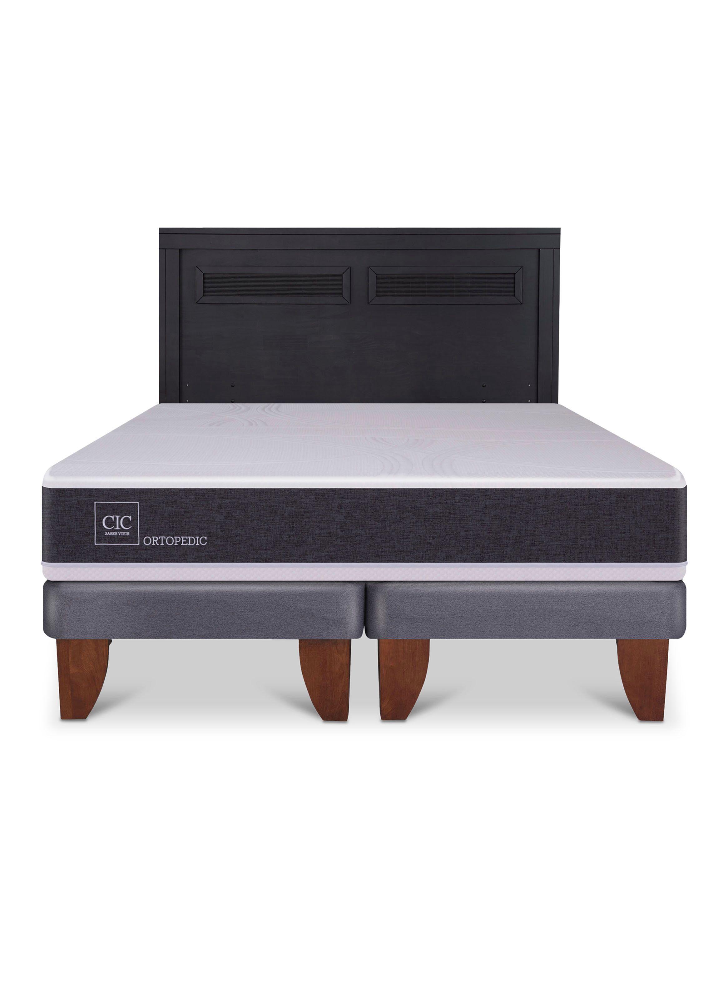 Cama Europea Ortopedic King + Respaldo Milán Negro-2