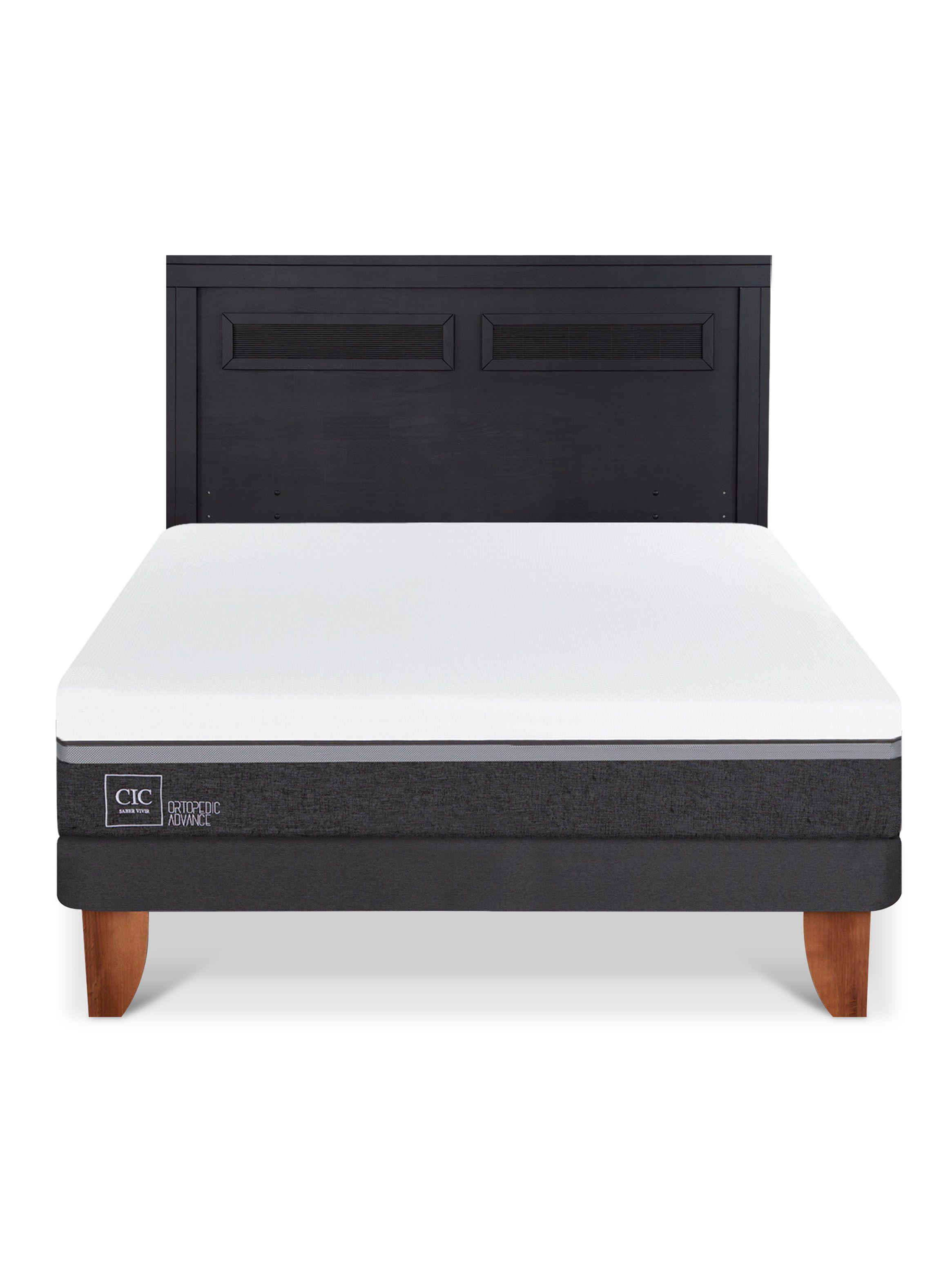 Cama Europea Ortopedic Advance 2 Plazas + Respaldo Milán Negro-2