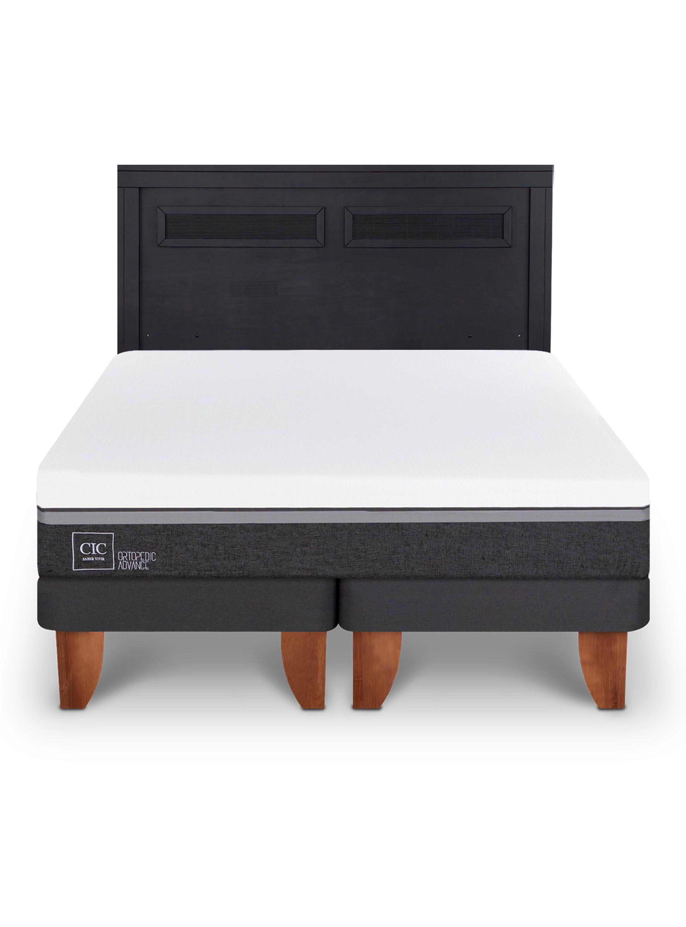 Cama Europea Ortopedic Advance 2 Plazas Base Dividida + Respaldo Milán Negro-2