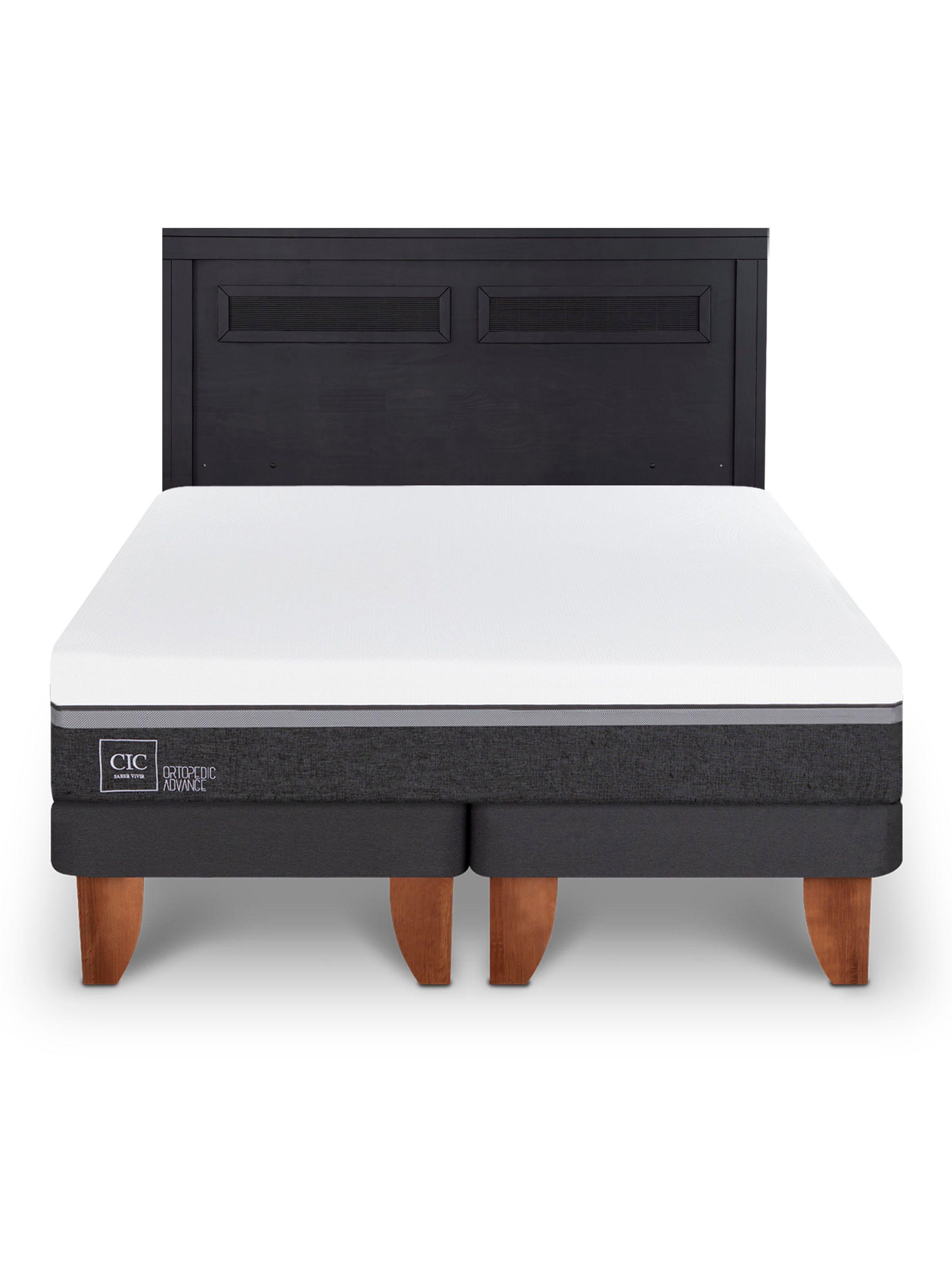 Cama Europea Ortopedic Advance King + Respaldo Milán Negro-2