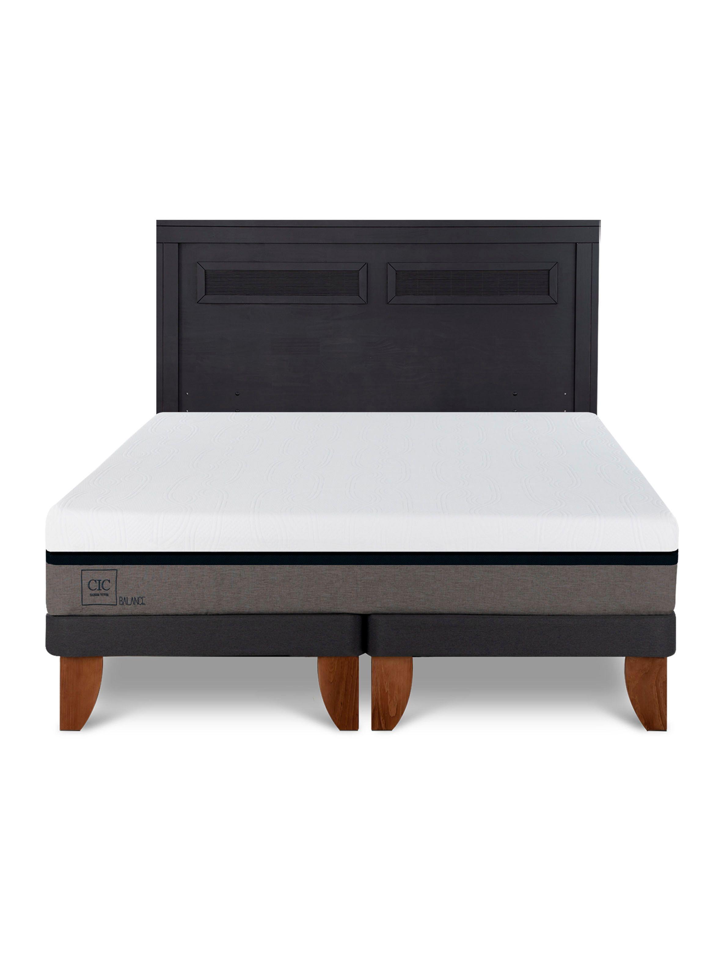 Cama Europea Balance King + Respaldo Milán Negro-2