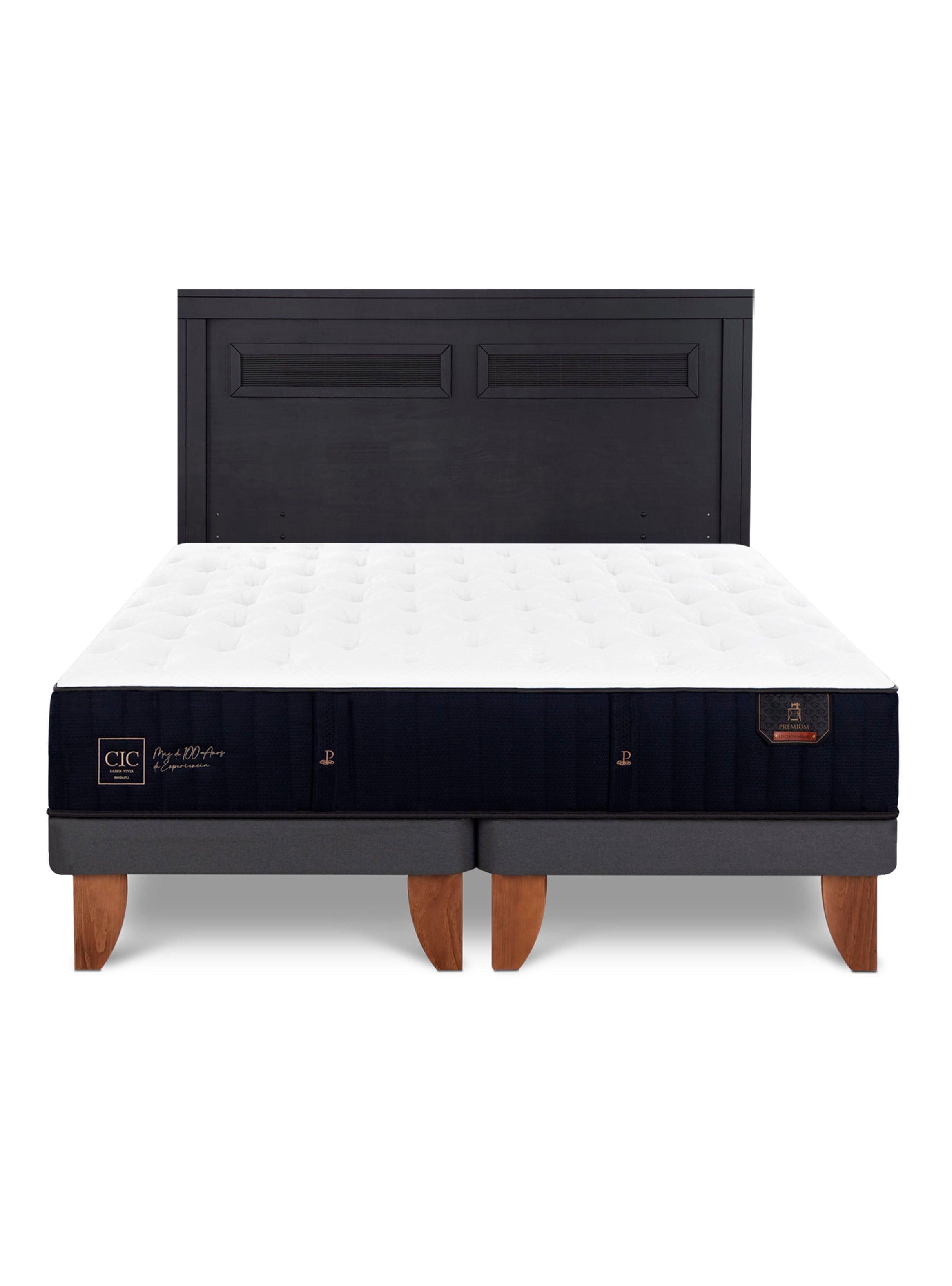 Cama Europea Premium King + Respaldo Milán Negro-2
