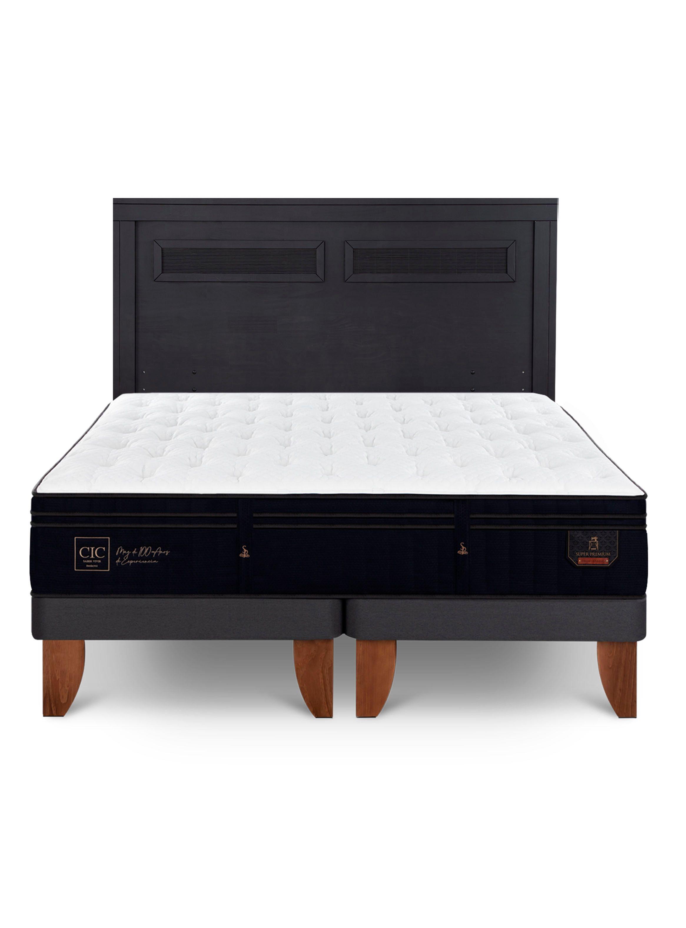 Cama Europea Super Premium King + Respaldo Milán Negro-2