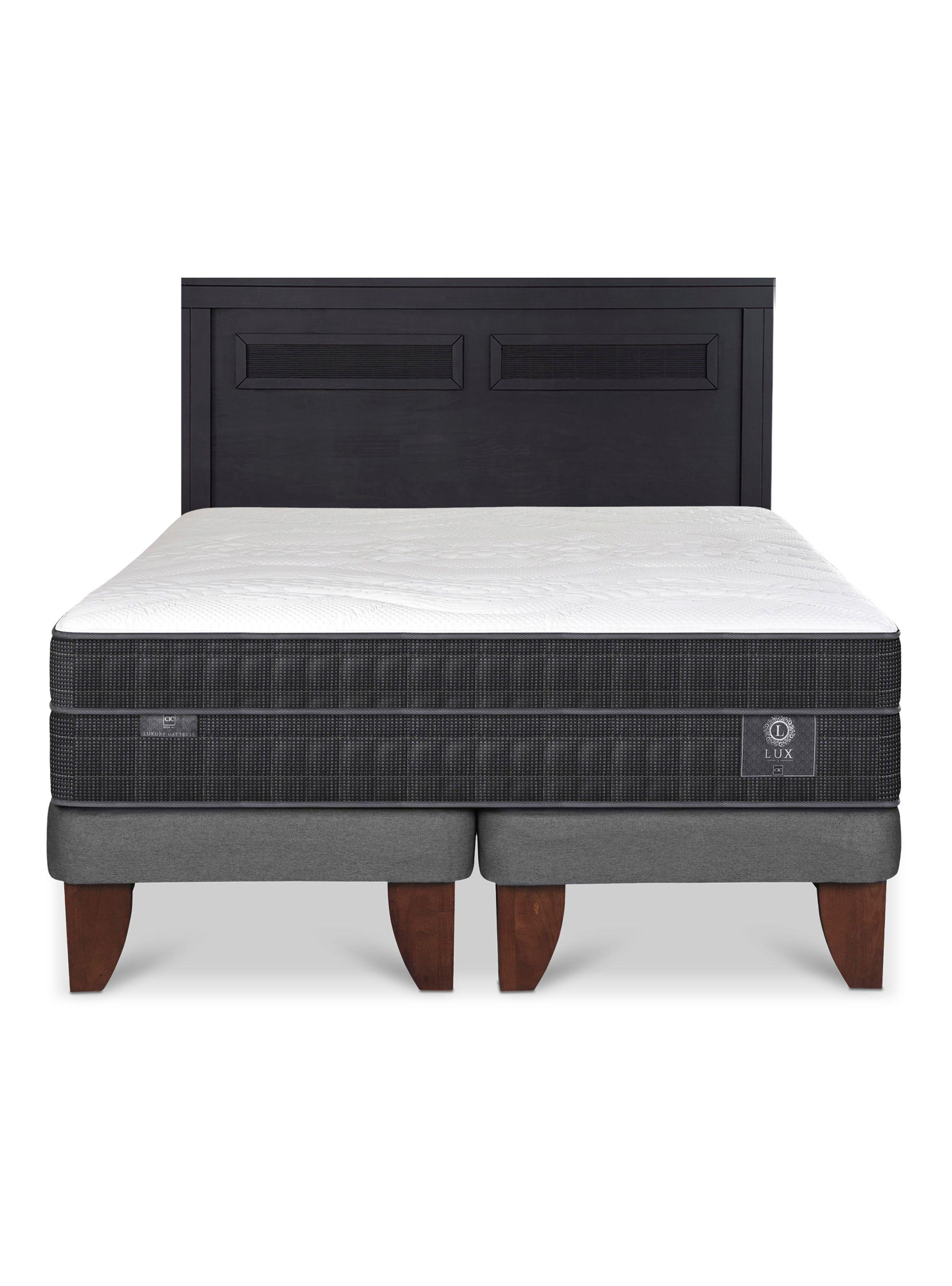 Cama Europea Lux King + Respaldo Milán Negro-2
