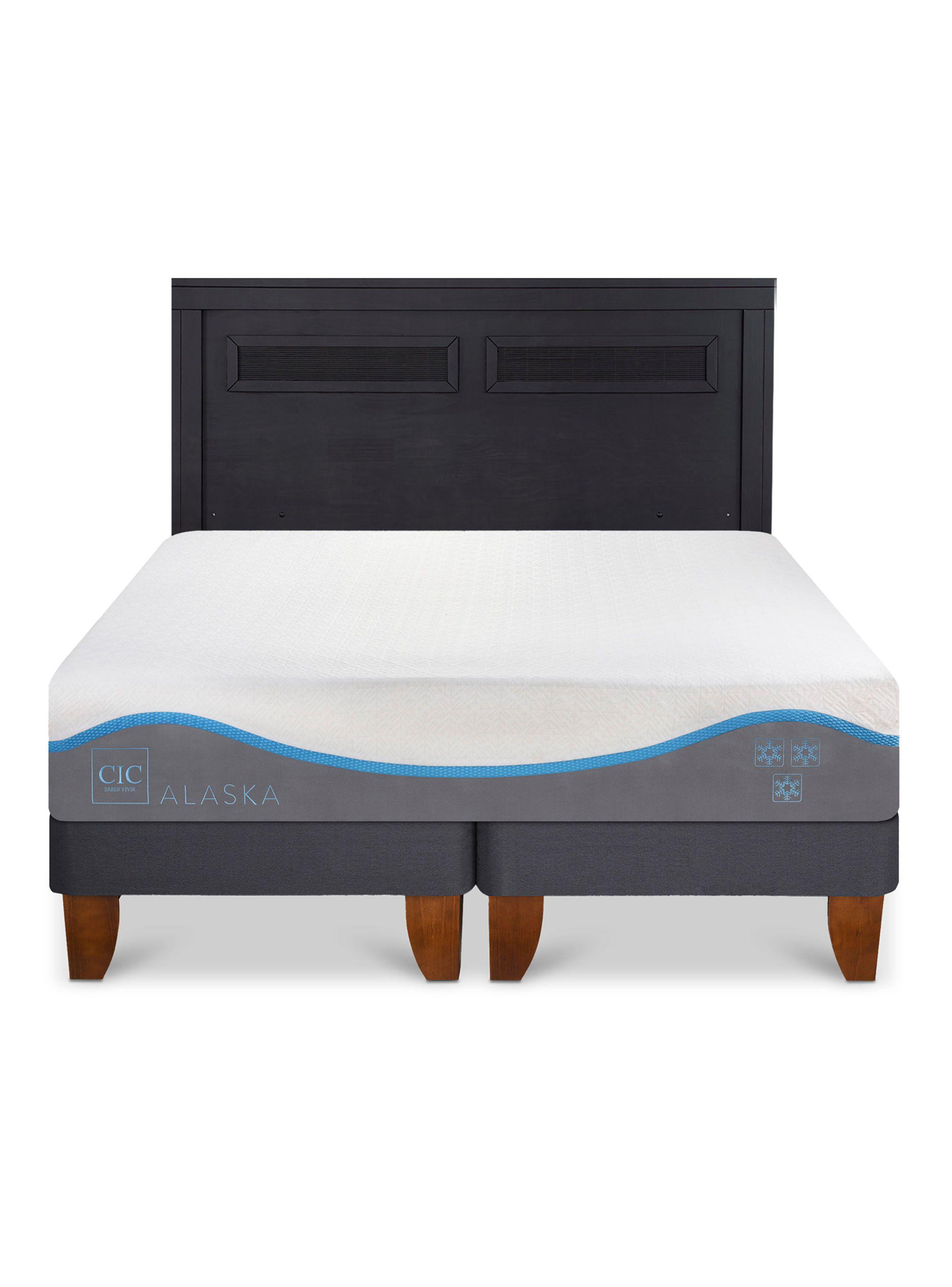 Cama Europea Alaska King + Respaldo Milán Negro-2