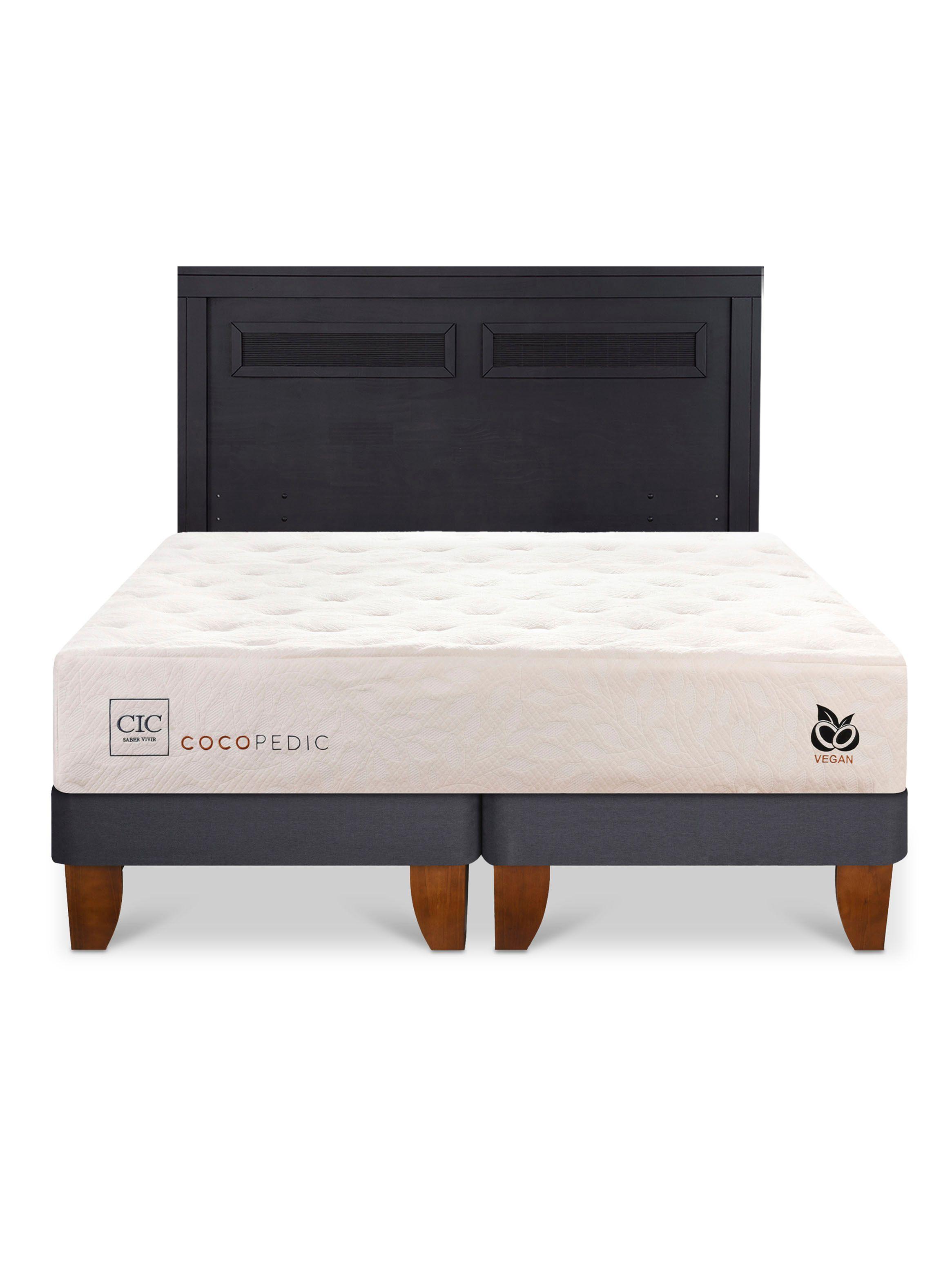 Cama Europea Cocopedic King + Respaldo Milán Negro-2