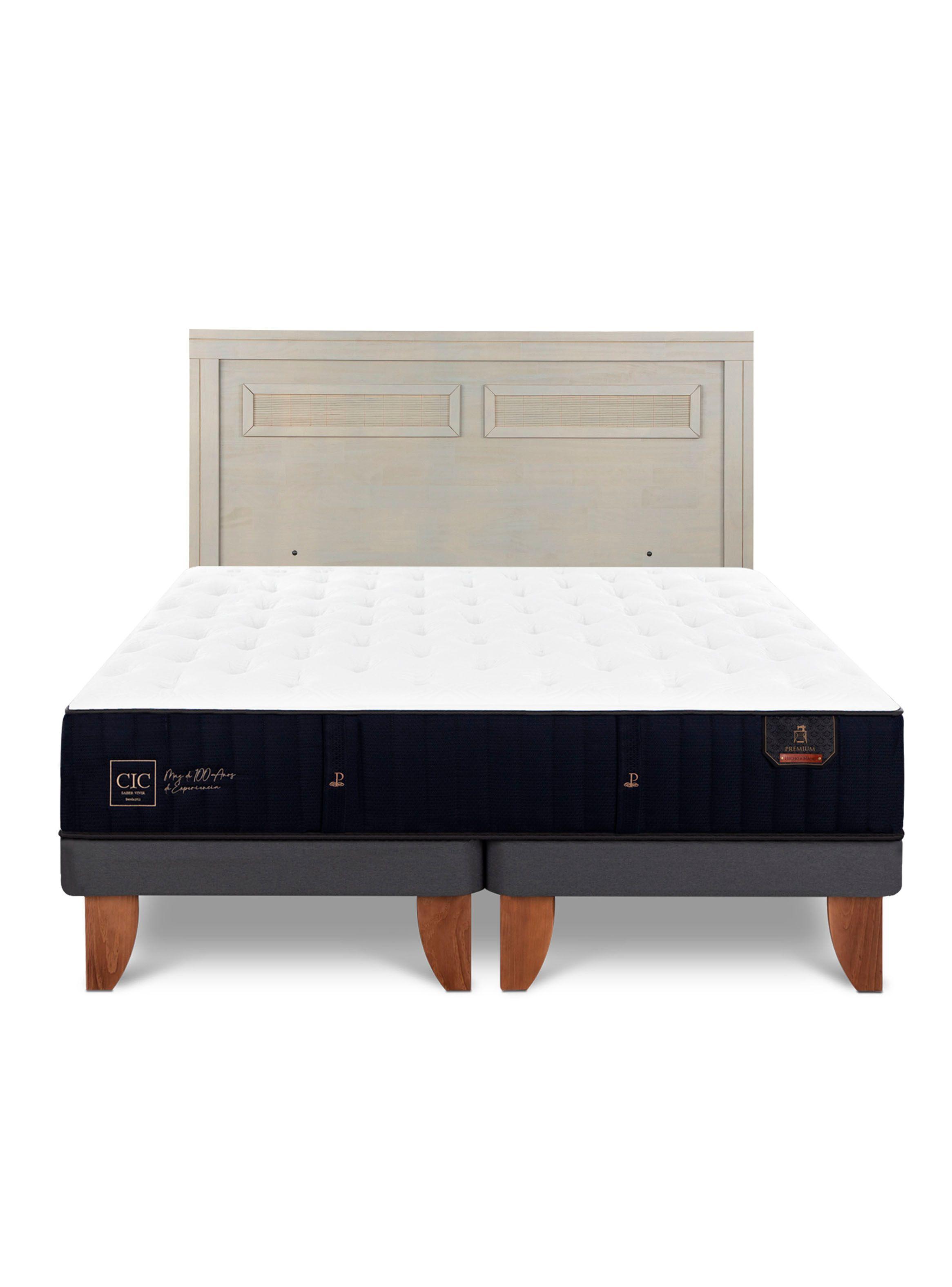 Cama Europea Premium 2 Plazas Base Dividida + Respaldo Milán Alpino-2
