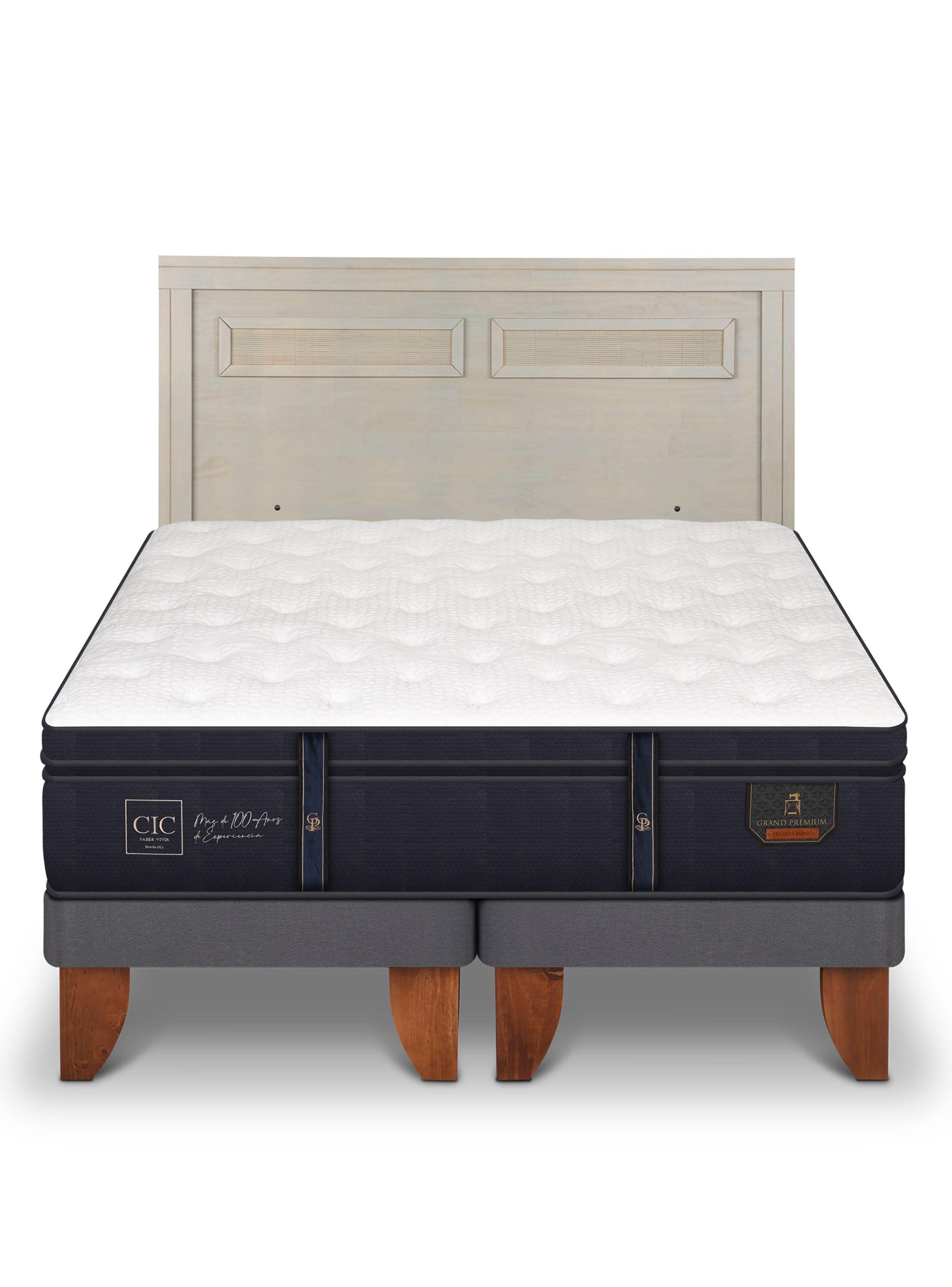 Cama Europea Grand Premium 2 Plazas Base Dividida + Respaldo Milán Alpino-2