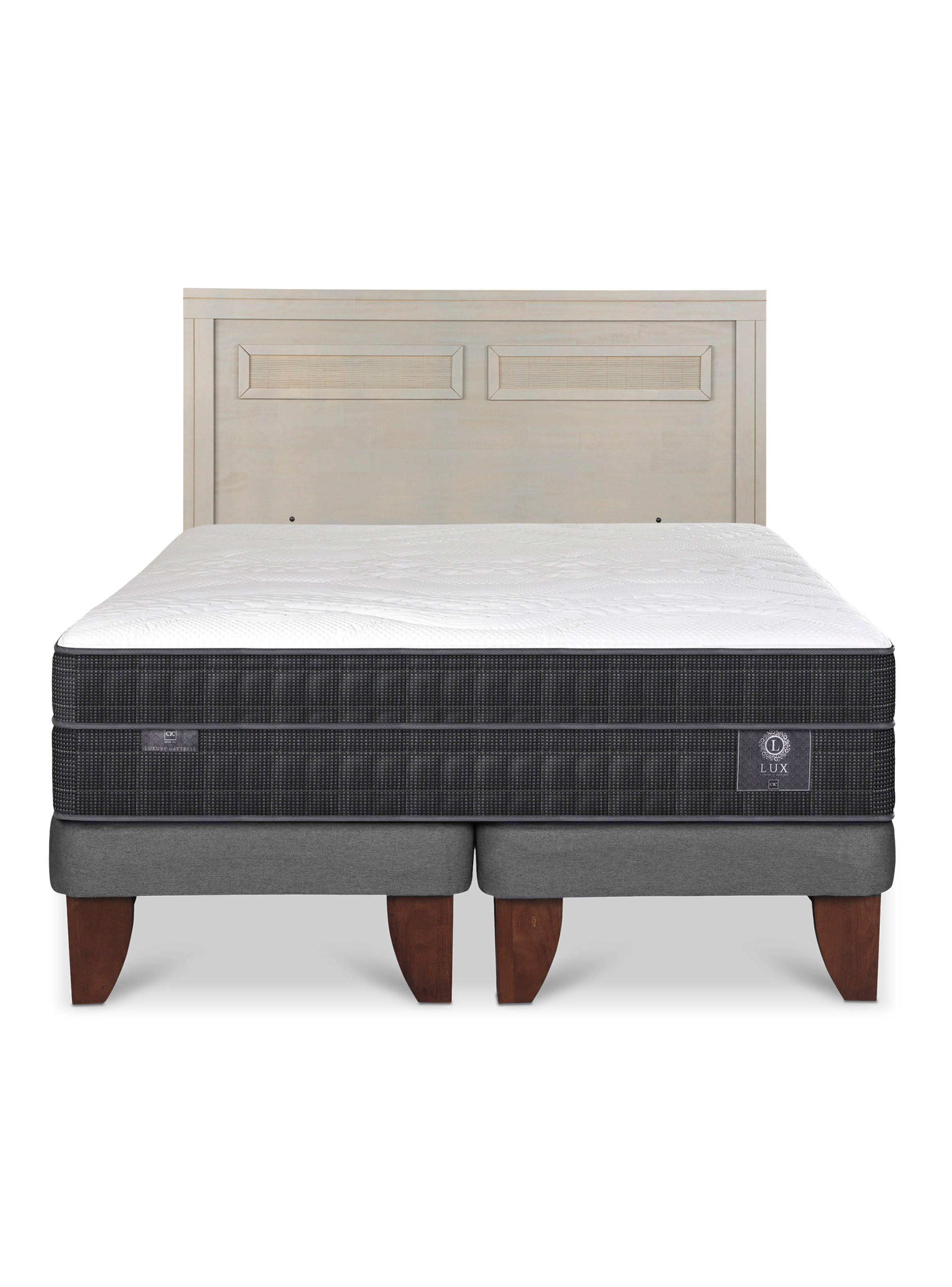 Cama Europea Lux 2 Plazas Base Dividida + Respaldo Milán Alpino-2
