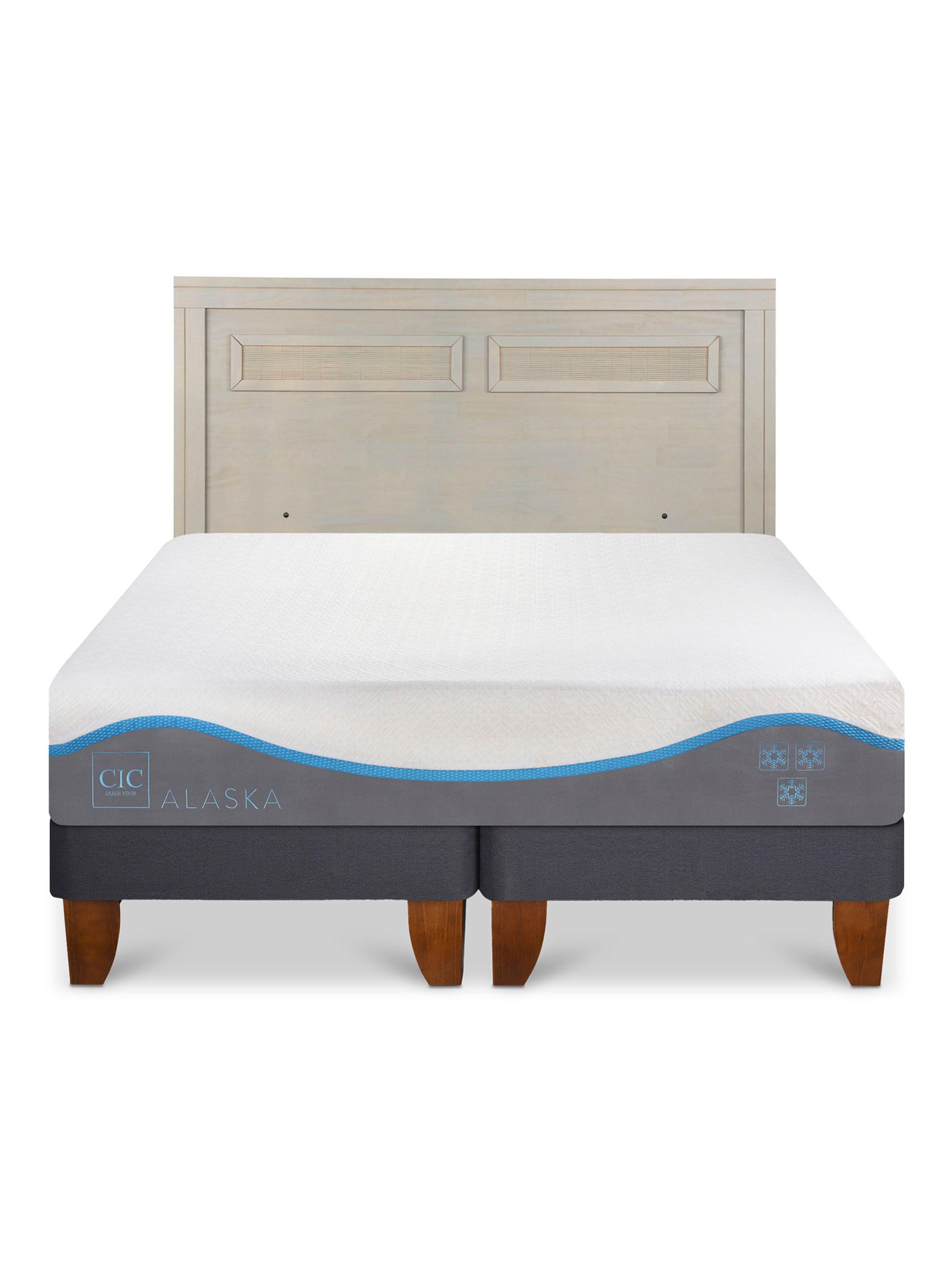 Cama Europea Alaska 2 Plazas Base Dividida + Respaldo Milán Alpino-2
