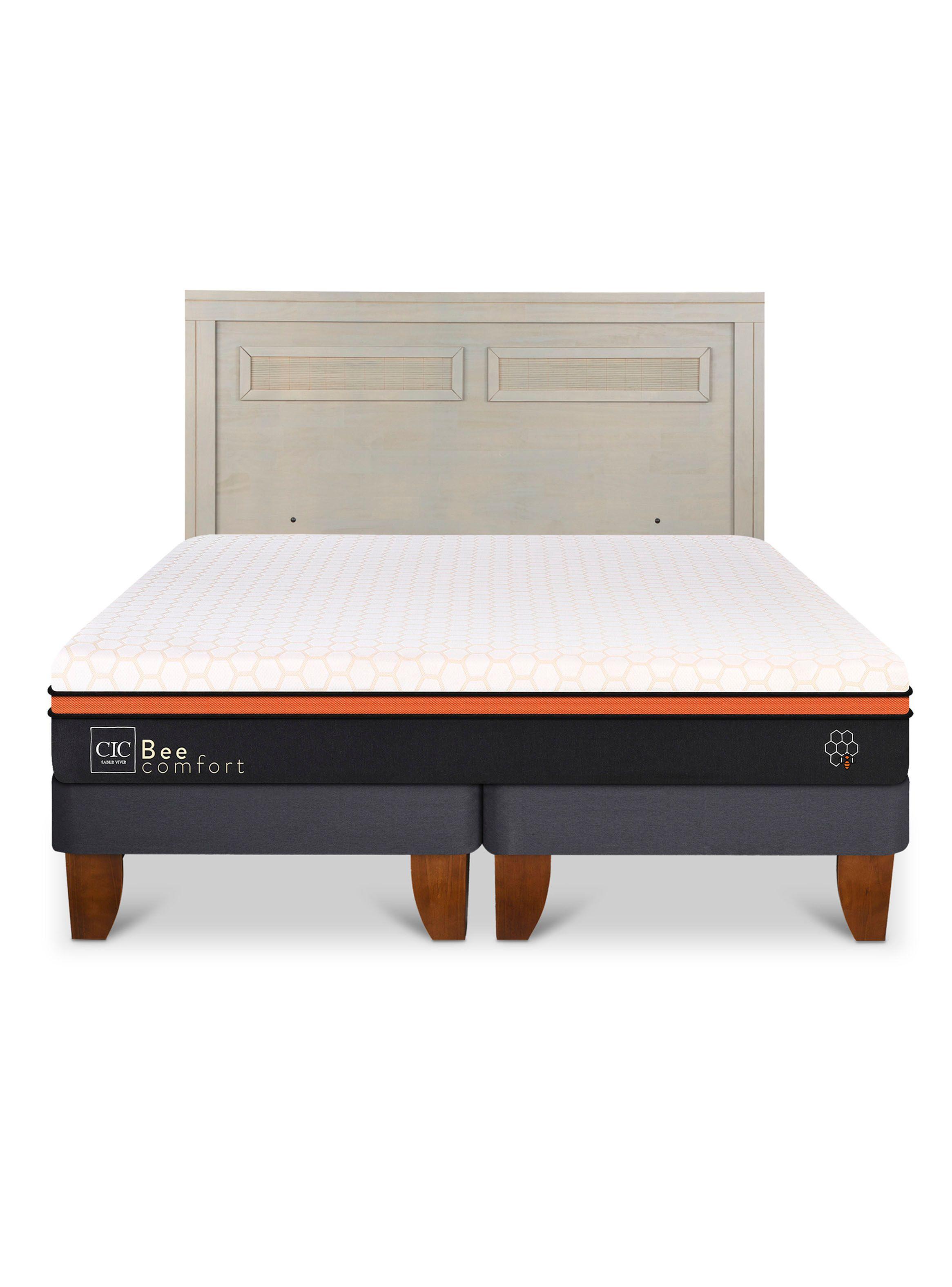 Cama Europea Bee Comfort 2 Plazas Base Dividida + Respaldo Milán Alpino-2