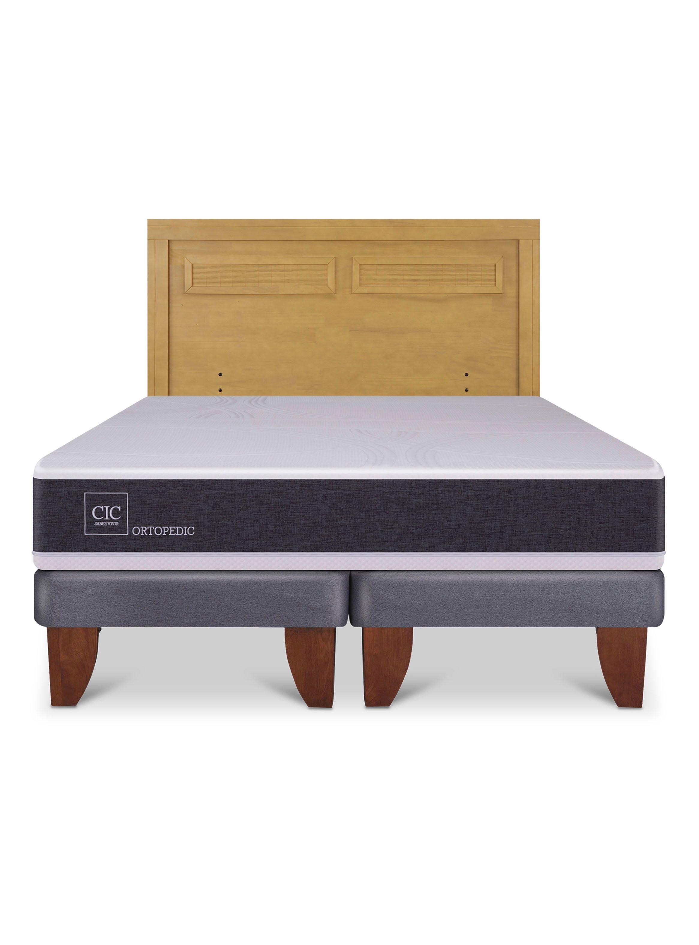 Cama Europea Ortopedic King + Respaldo Milán Mostaza-2