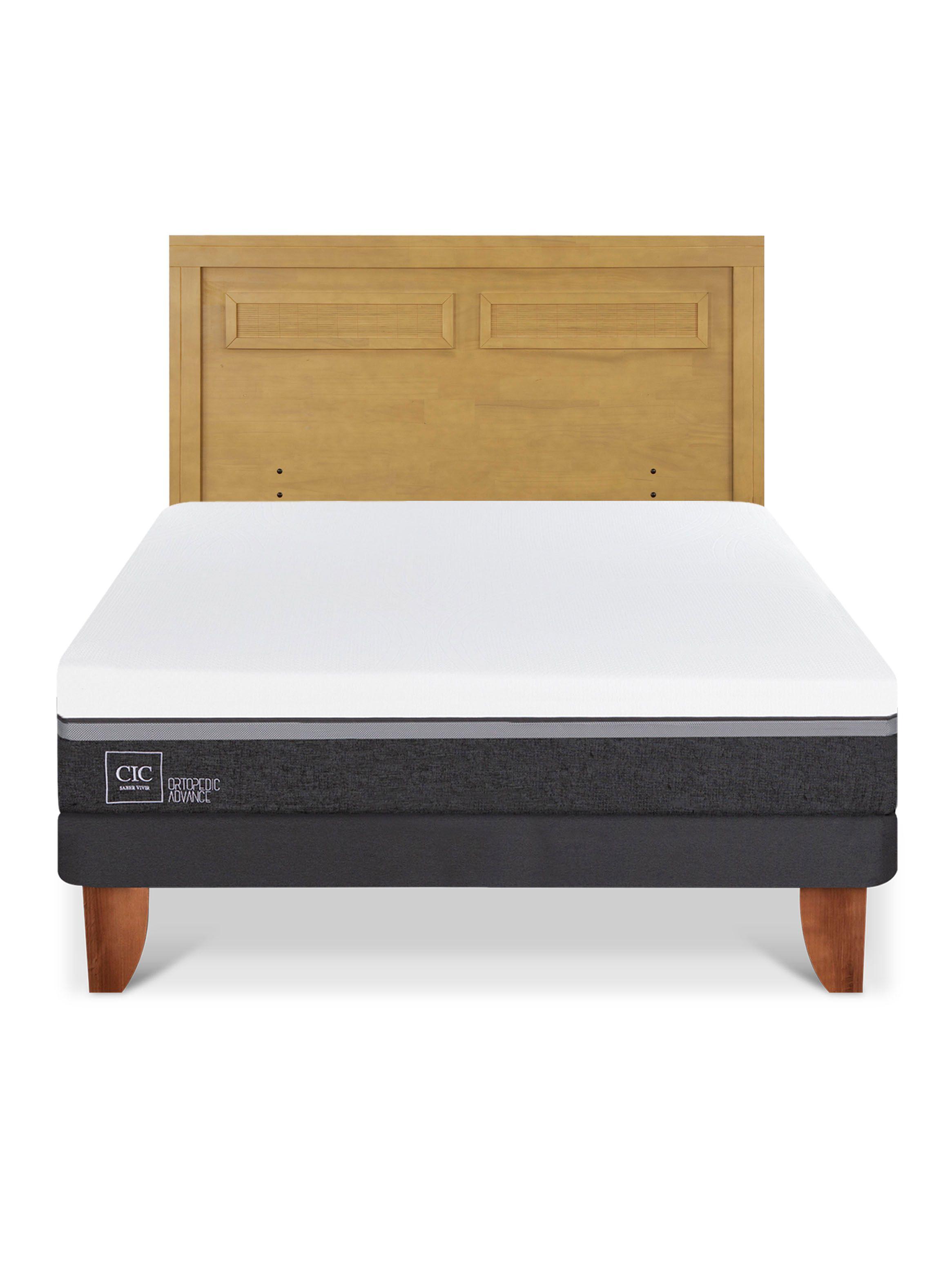 Cama Europea Ortopedic Advance 2 Plazas + Respaldo Milán Mostaza-2