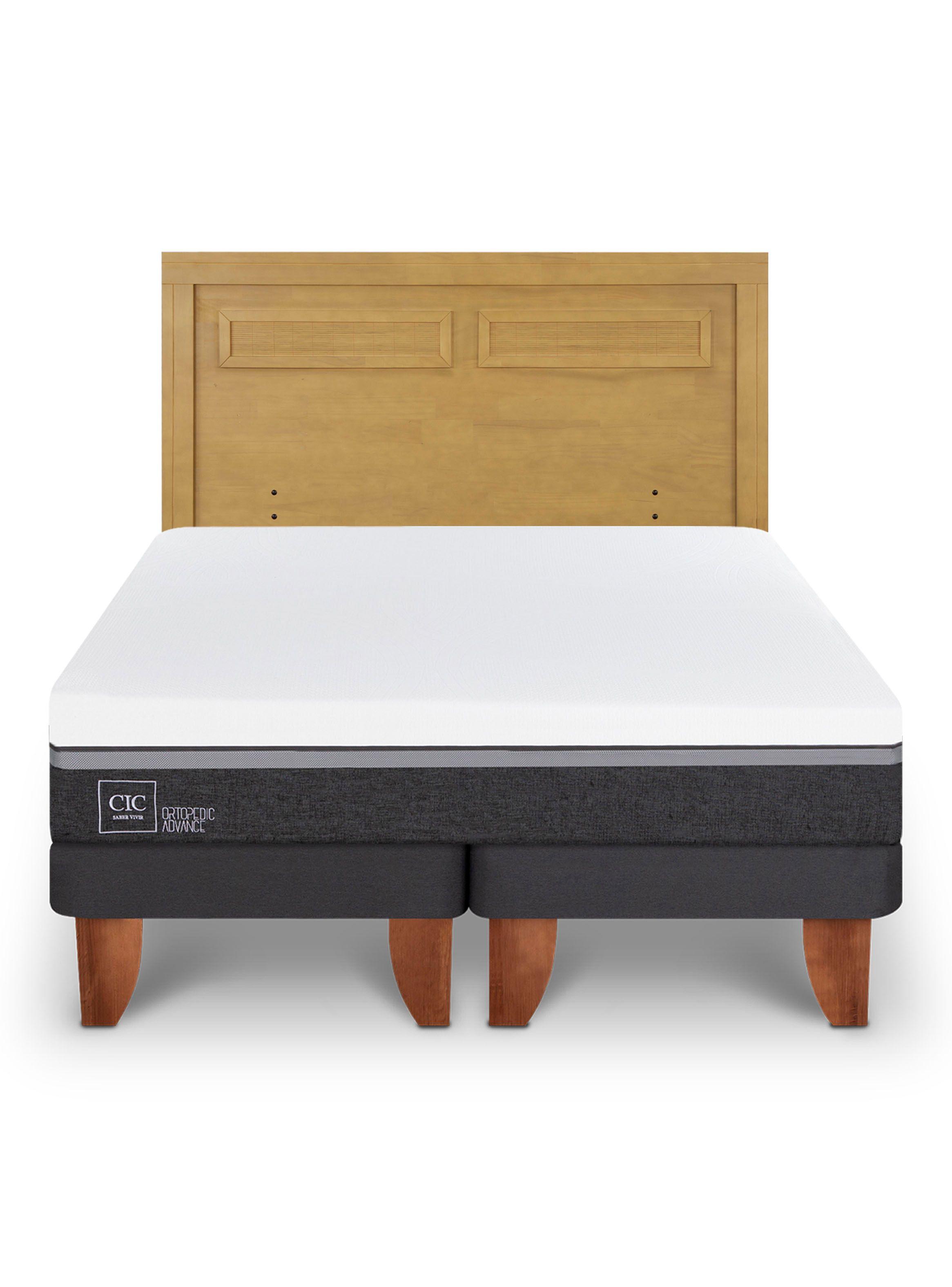 Cama Europea Ortopedic Advance 2 Plazas Base Dividida + Respaldo Milán Mostaza-2