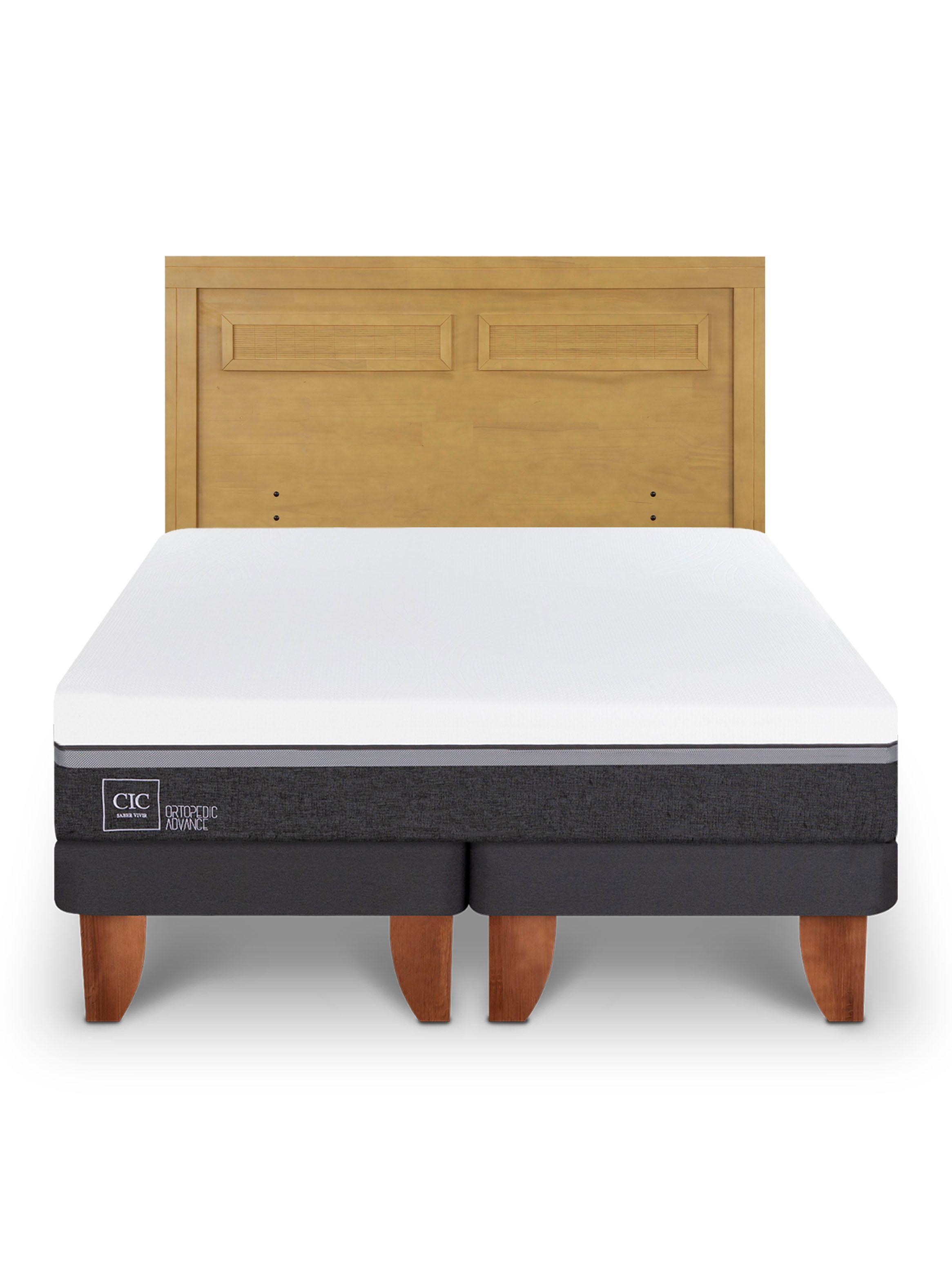 Cama Europea Ortopedic Advance King + Respaldo Milán Mostaza-2