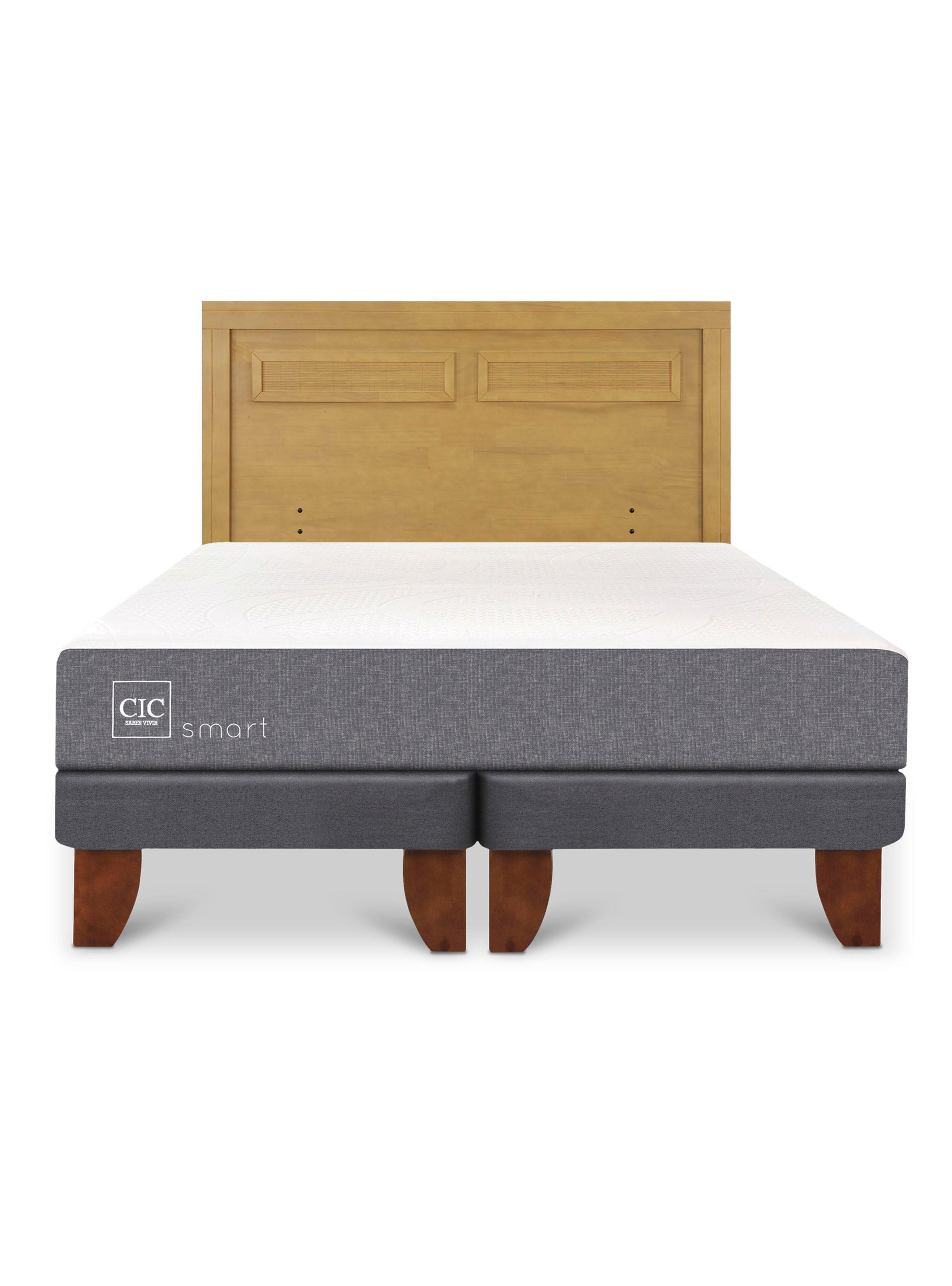Cama Europea Balance 2 Plazas Base Dividida + Respaldo Milán Mostaza-2