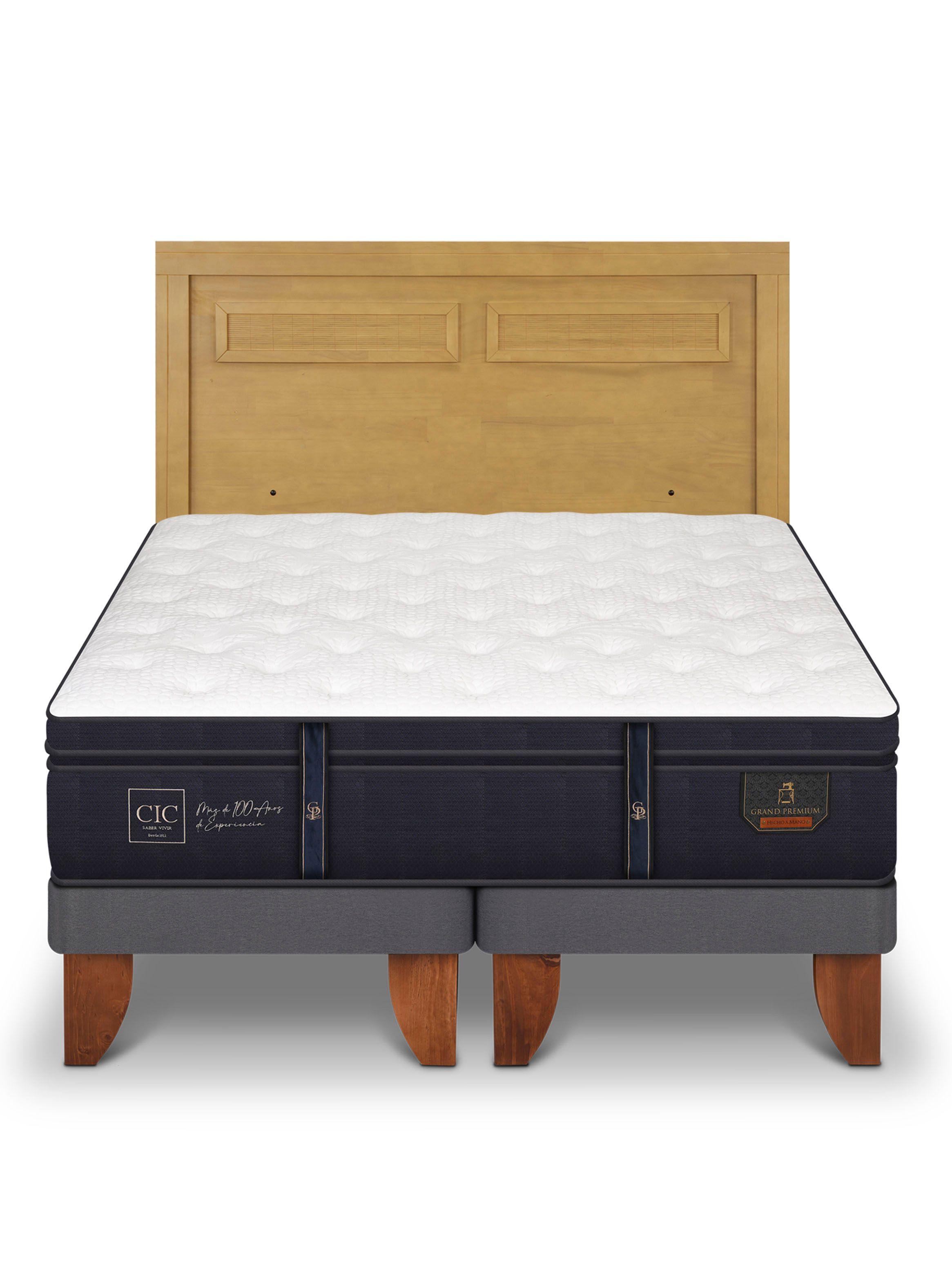 Cama Europea Grand Premium King + Respaldo Milán Mostaza-2
