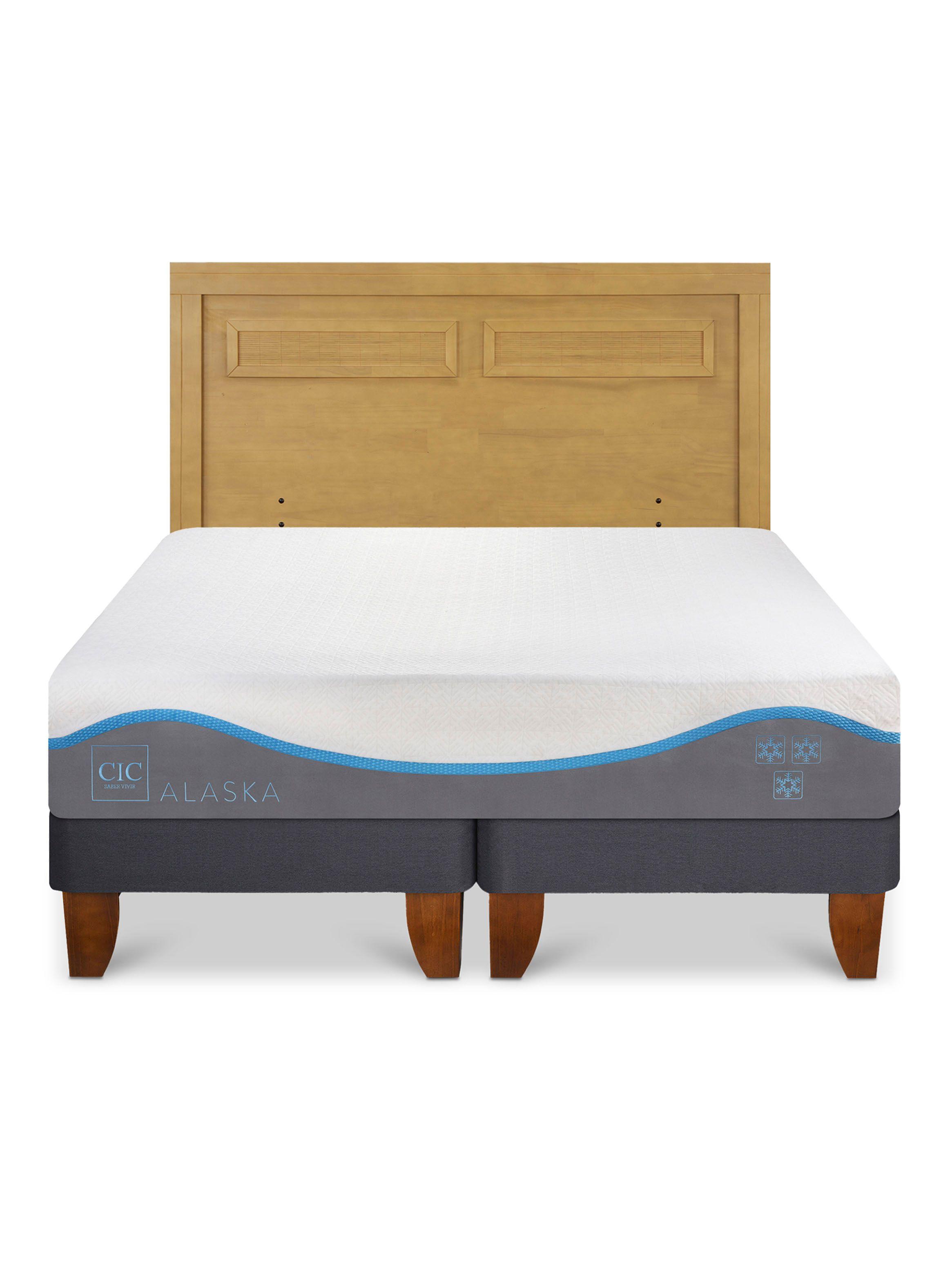 Cama Europea Alaska 2 Plazas Base Dividida + Respaldo Milán Mostaza-2